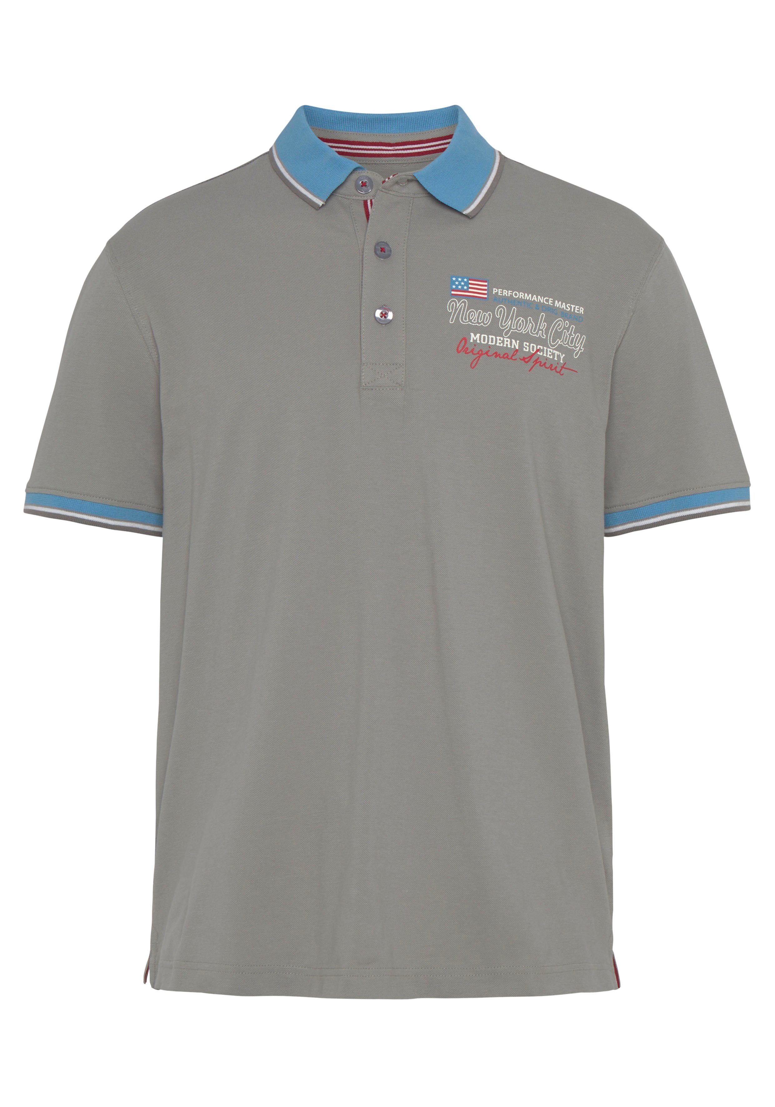 Man's Poloshirt kleinem grau mit World Brustprint