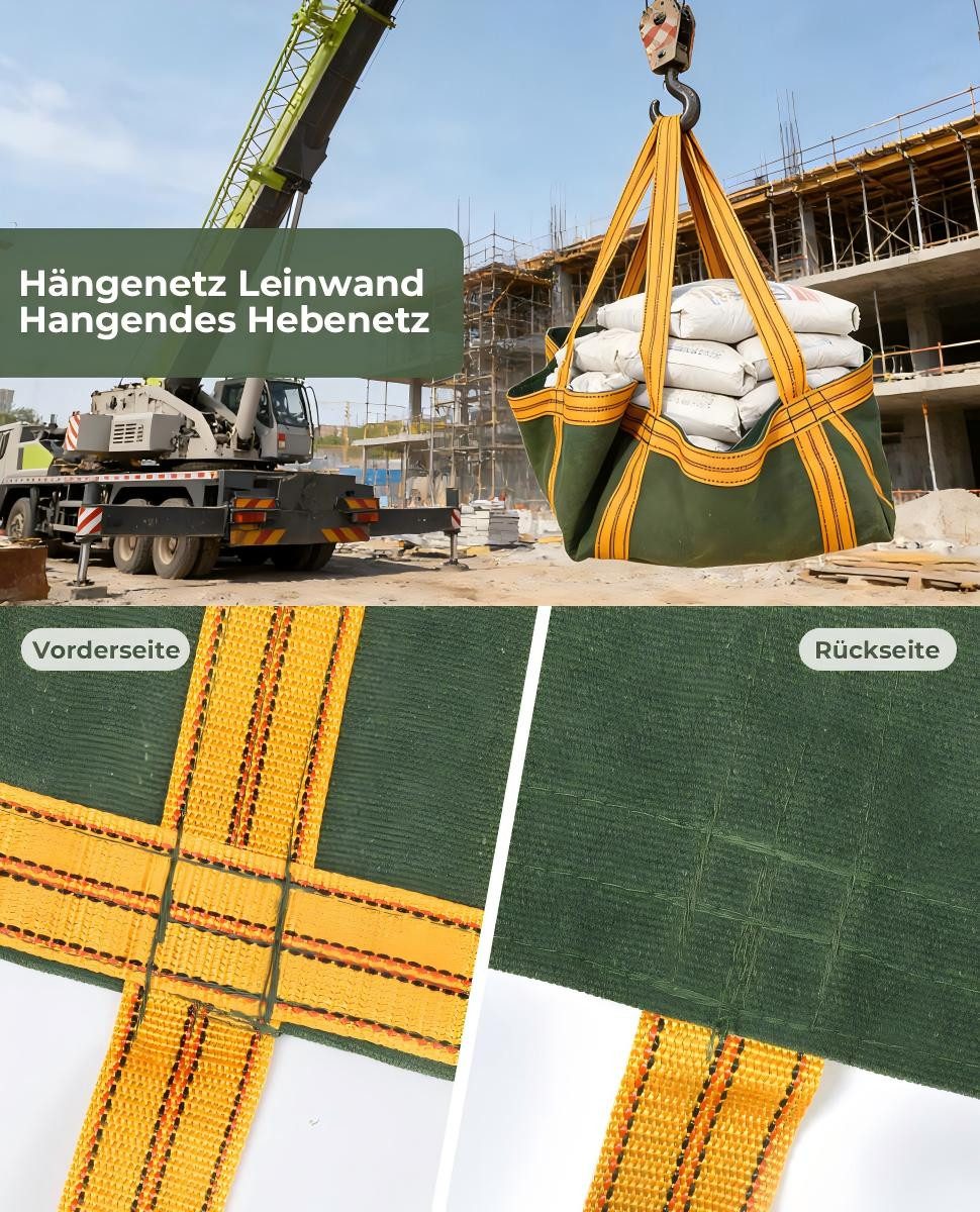 PRIISF Kettenzug Hebenetz Frachtnetz 1x1 m Ladung Hängendes Lastennetz Transportnetz 1t, (Hebe-Hebenetz Hebeschlingennetz Hohe Tragfähigkeit aus Nylon und Leinwand, Universelles Ziegelnetztasche Lastenhebnnetz Starke Tragfähigkeit), für Industrie Handwerk Baustoffe Ware Lieferung Entladung Gabelstapler