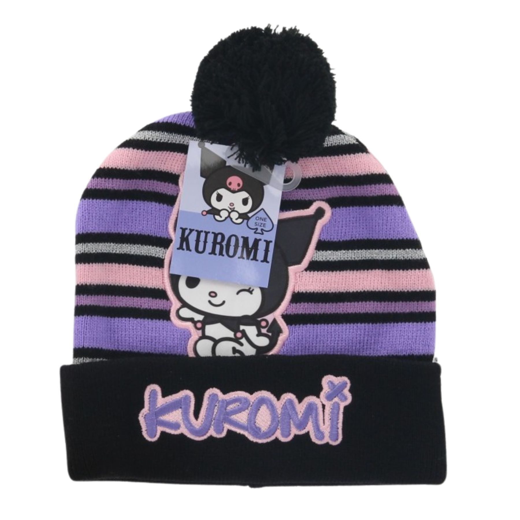 Textiel Trade B.V. Bommelmütze Hello Kitty Kuromi Mütze mit Bommel Stickerei One Size