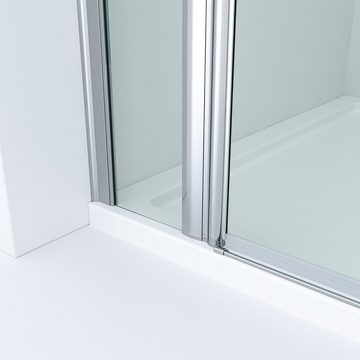 AQUALAVOS Dusch-Falttür Nischentür Duschkabine 180º Falttür Duschabtrennung Duschtür Duschwand, 90x197 cm, 6 mm Einscheiben-Sicherheitsglas (ESG) mit Nanobeschichtung, Magnetdichtleisten, mit Hebe-Senkfunktion, links und rechts montierbar