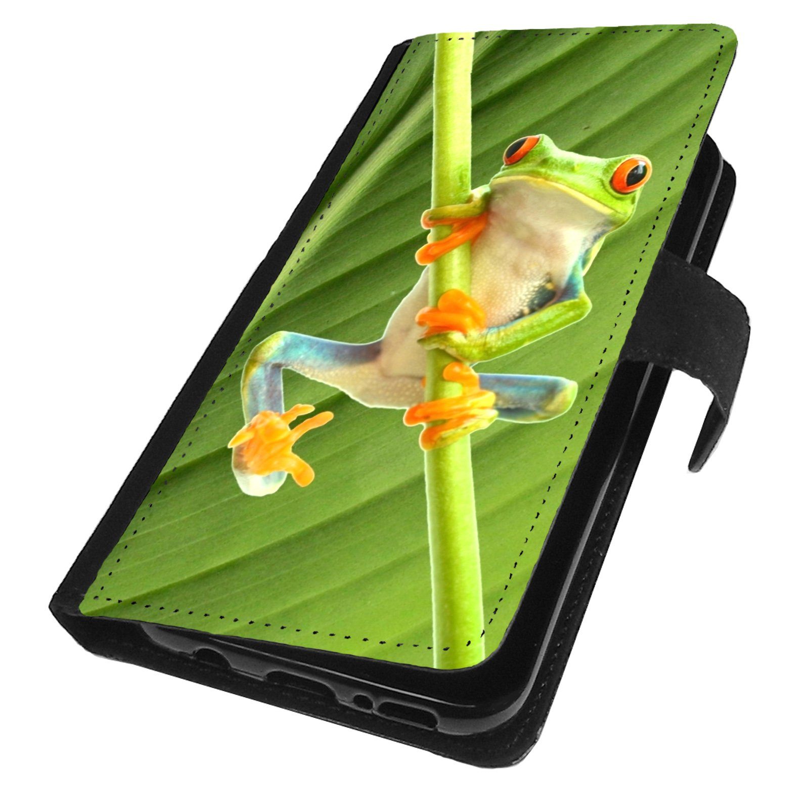 Traumhuelle Handyhülle MOTIV 268 Frosch Grün Hülle für iPhone Xiaomi Google Huawei Motorola, Klappcover Etui Handy Tasche Flip Case Schutz Cover Wallet Hülle