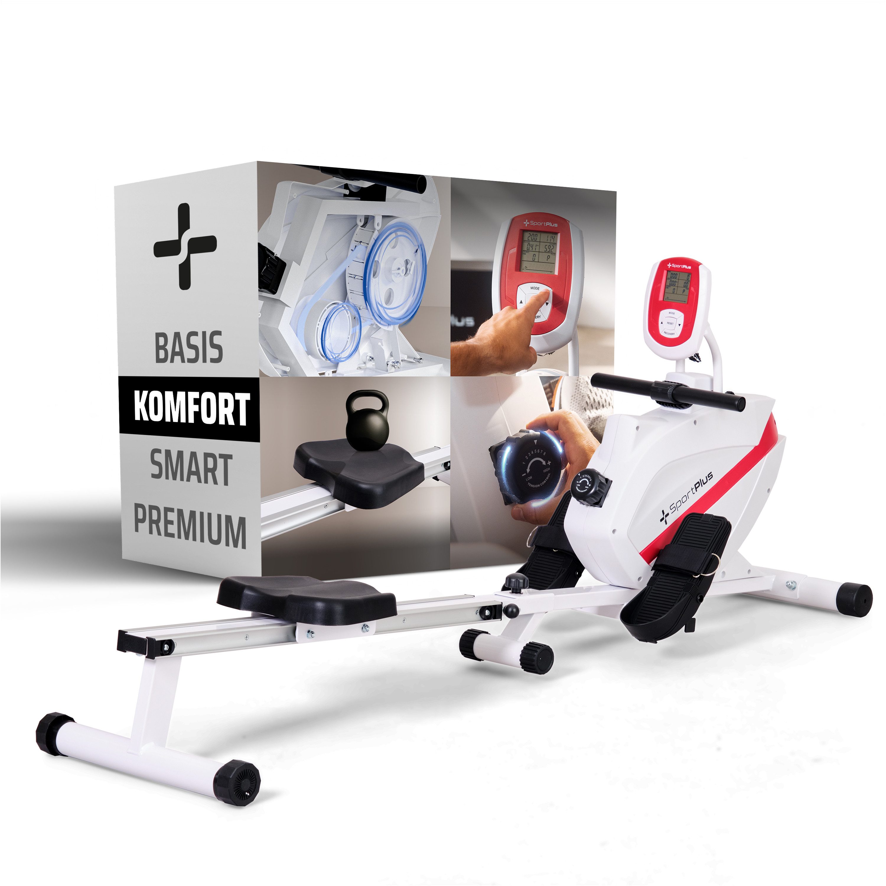SportPlus Rudergerät SP-MR-008, Rudermaschine klappbar, Magnetbremssystem, 8 Widerstandsstufen