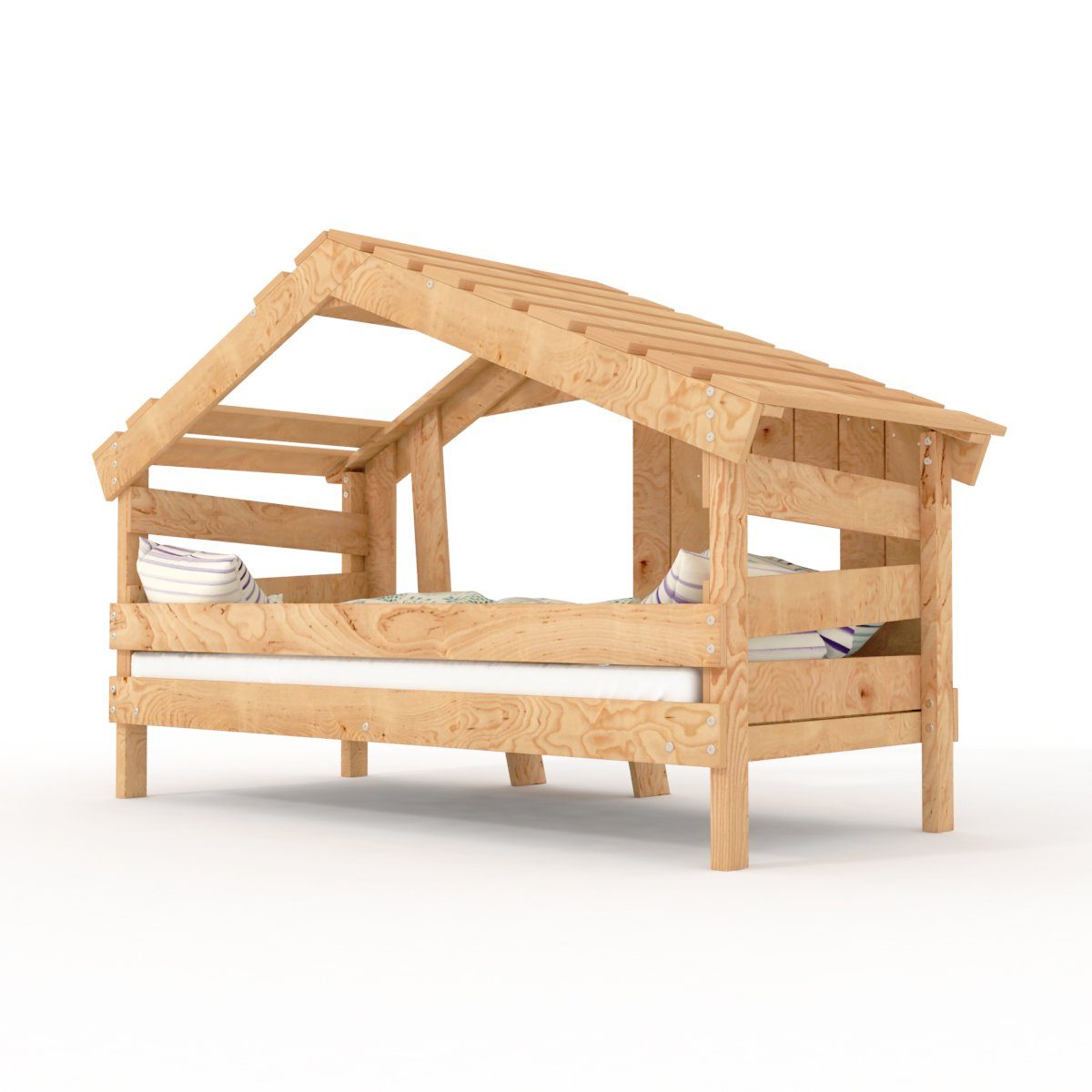 bibex CHALET Spielbett, Kinderbett, APART naturbelassen Jugendbett, Kinderbett