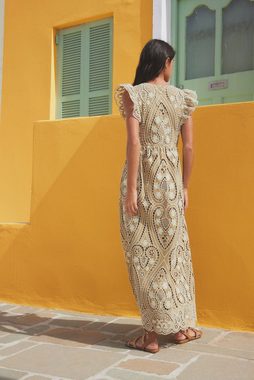Next Sommerkleid Besticktes Maxikleid Sommerkleid mit Rüschen (1-tlg)