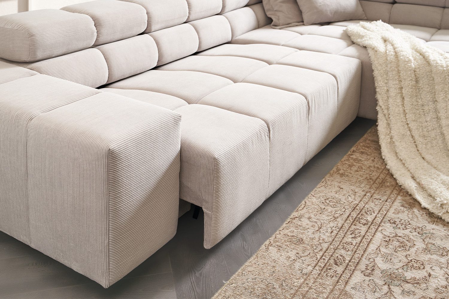 KAWOLA Ecksofa NEVADA, L-Form rechts oder links Feincord verschiedene Ausführungen 319x215 cm