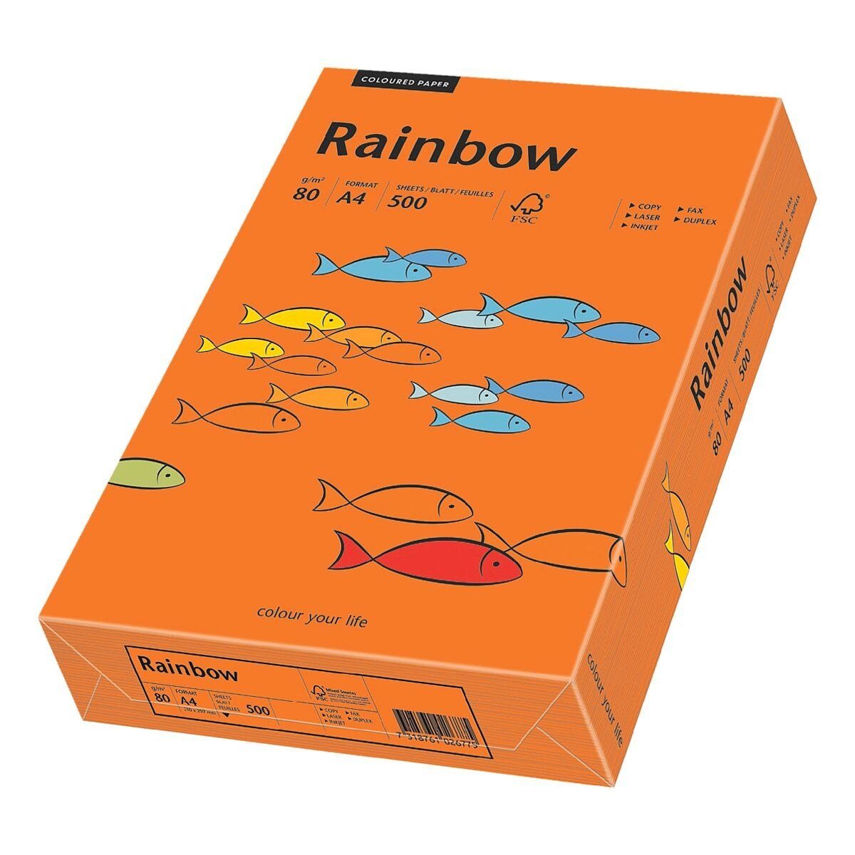 Kopierpapier und Inapa tecno DIN Format Rainbow, g/m² intensivorange A5, 80 Drucker- Intensivfarben,