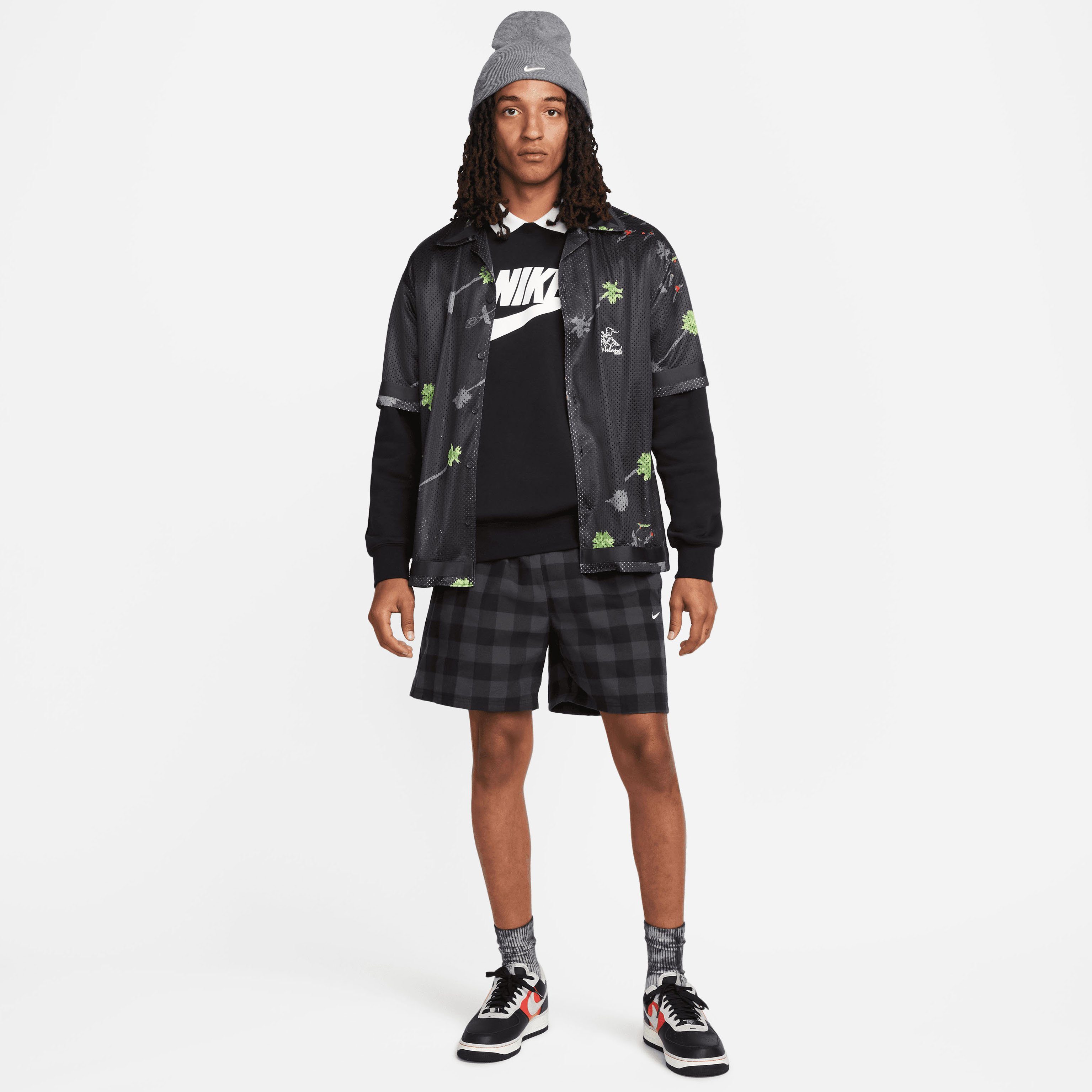 Fleece Nike Sweatshirt Men's Crew Graphic Club Sportswear BLACK