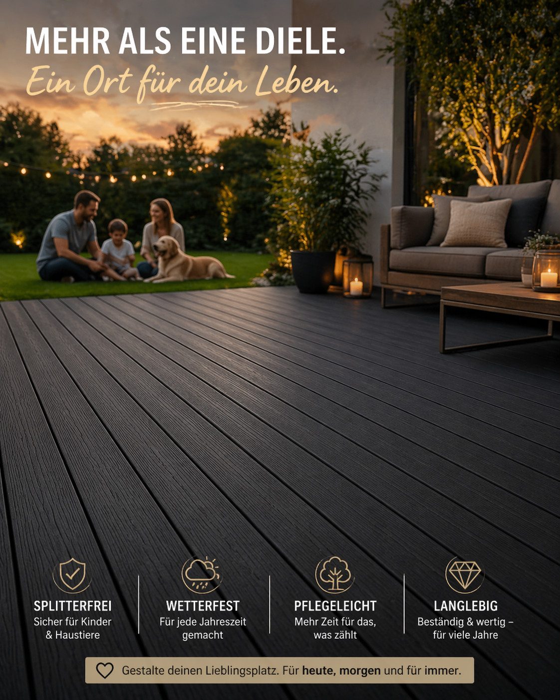 DeToWood Terrassendielen Terrassendielen Terrassendielen Komplettset Anthrazit