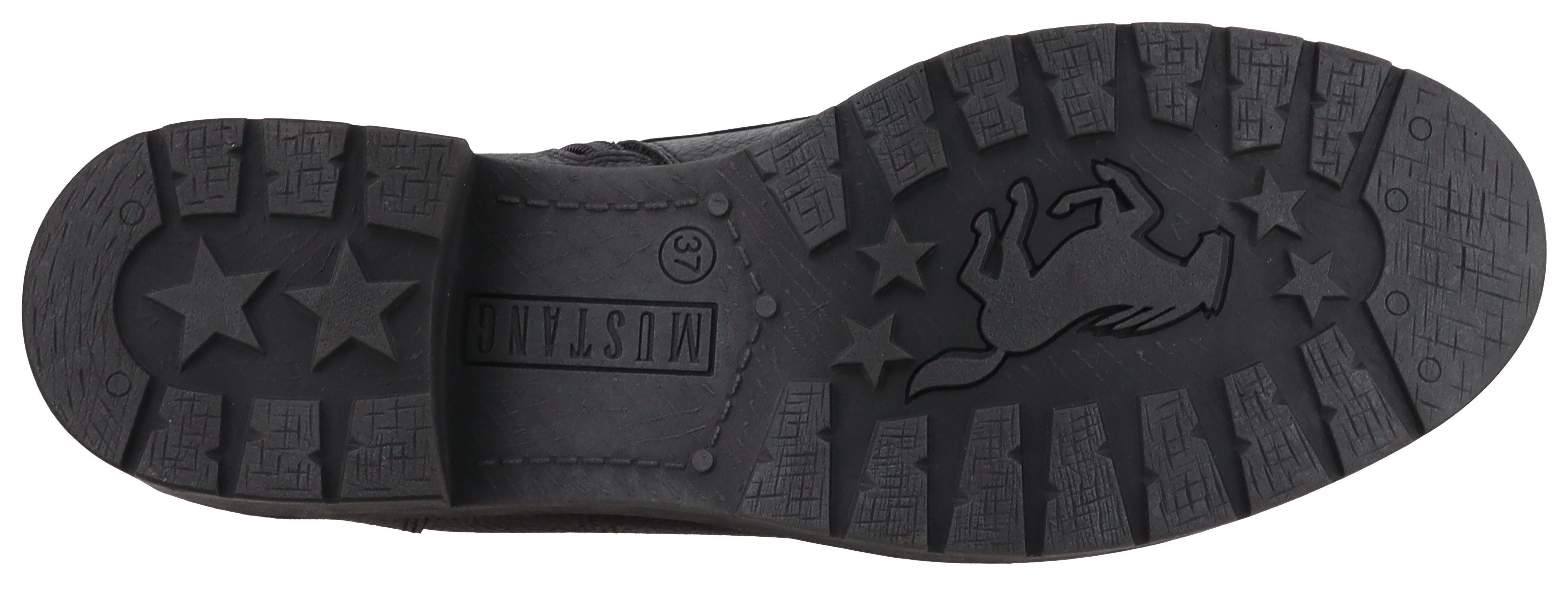 Mustang Shoes Elfi Winterstiefelette Winterstiefel mit Reißverschluss und markanter Schnürung
