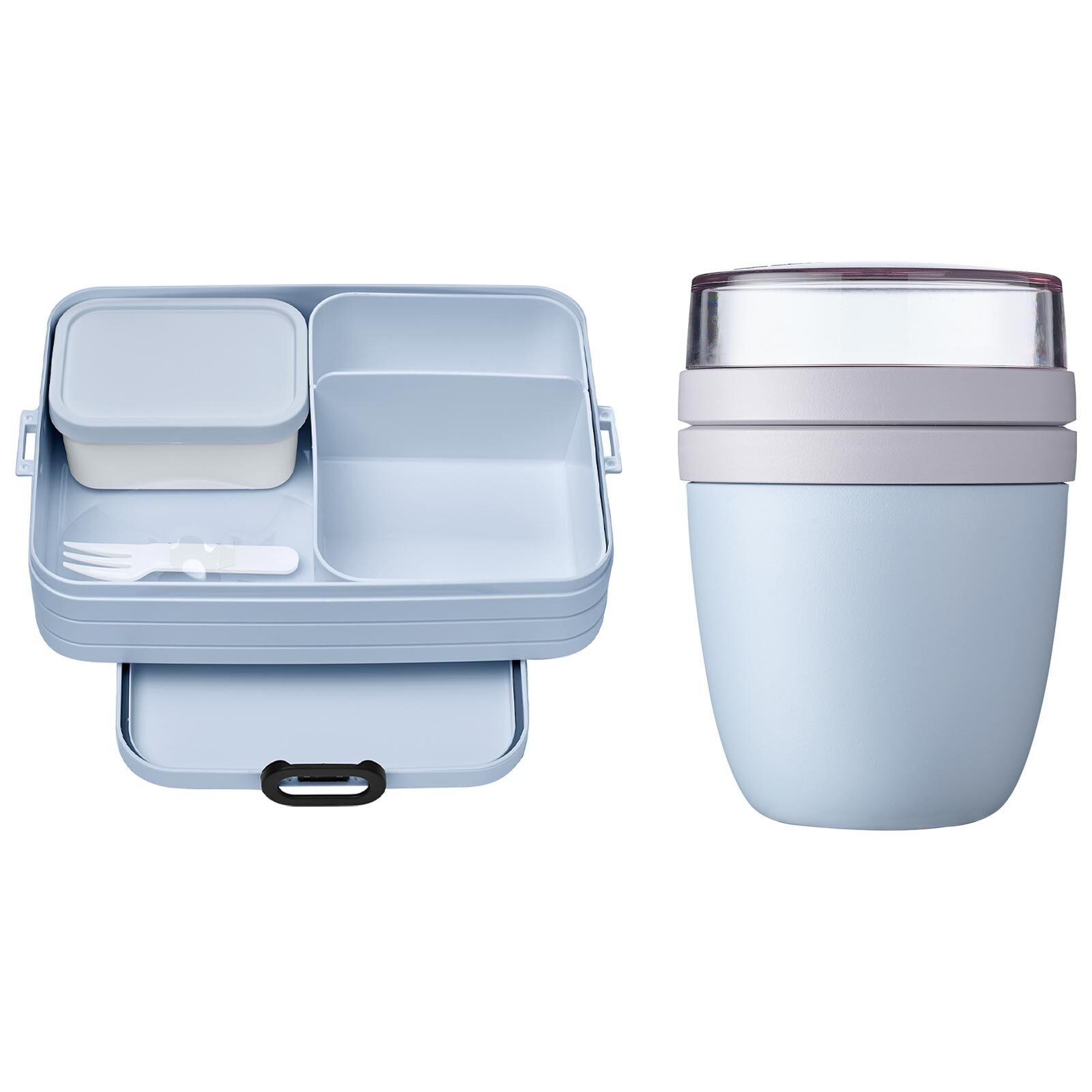 Mepal Lunchbox Ellipse + TAB Lunchpot + Bento Lunchbox Large, Kunststoff, (2-tlg), Spülmaschinengeeignet Nordic Blue