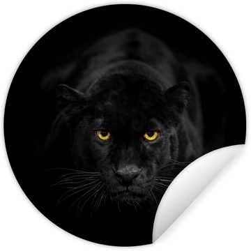 MuchoWow Wandsticker Panther - Tiere - Schwarz - Augen (1 St), Tapetenkreis für Kinderzimmer, Tapetenaufkleber, Rund, Wohnzimmer