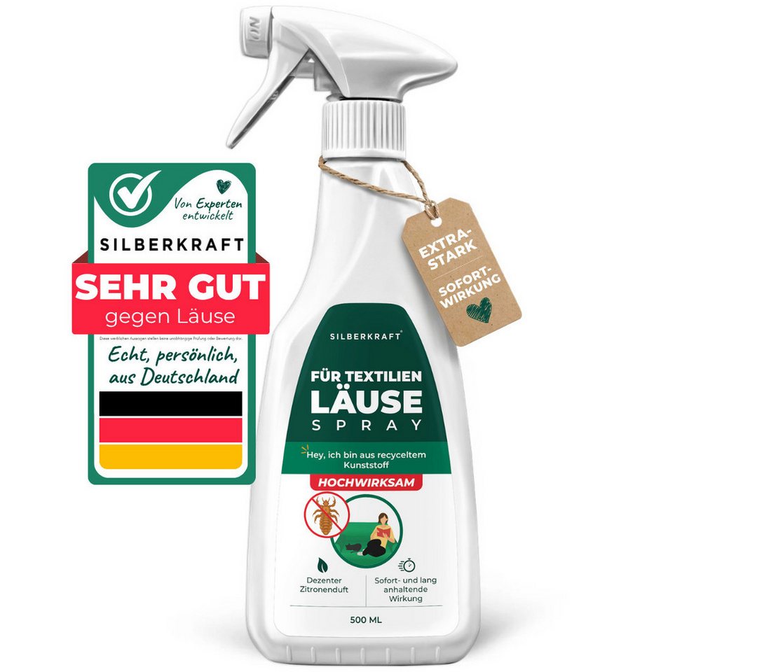 Silberkraft Insektenschutz-Spray Läusespray, Läuse-Ex-Spray, Textilien schützen, Kopfläuse vorbeugen Gegen Läuse und deren Nissen, 4-tlg., Umgebungsspray gegen Läuse, effektives Abwehrspray gegen Nissen