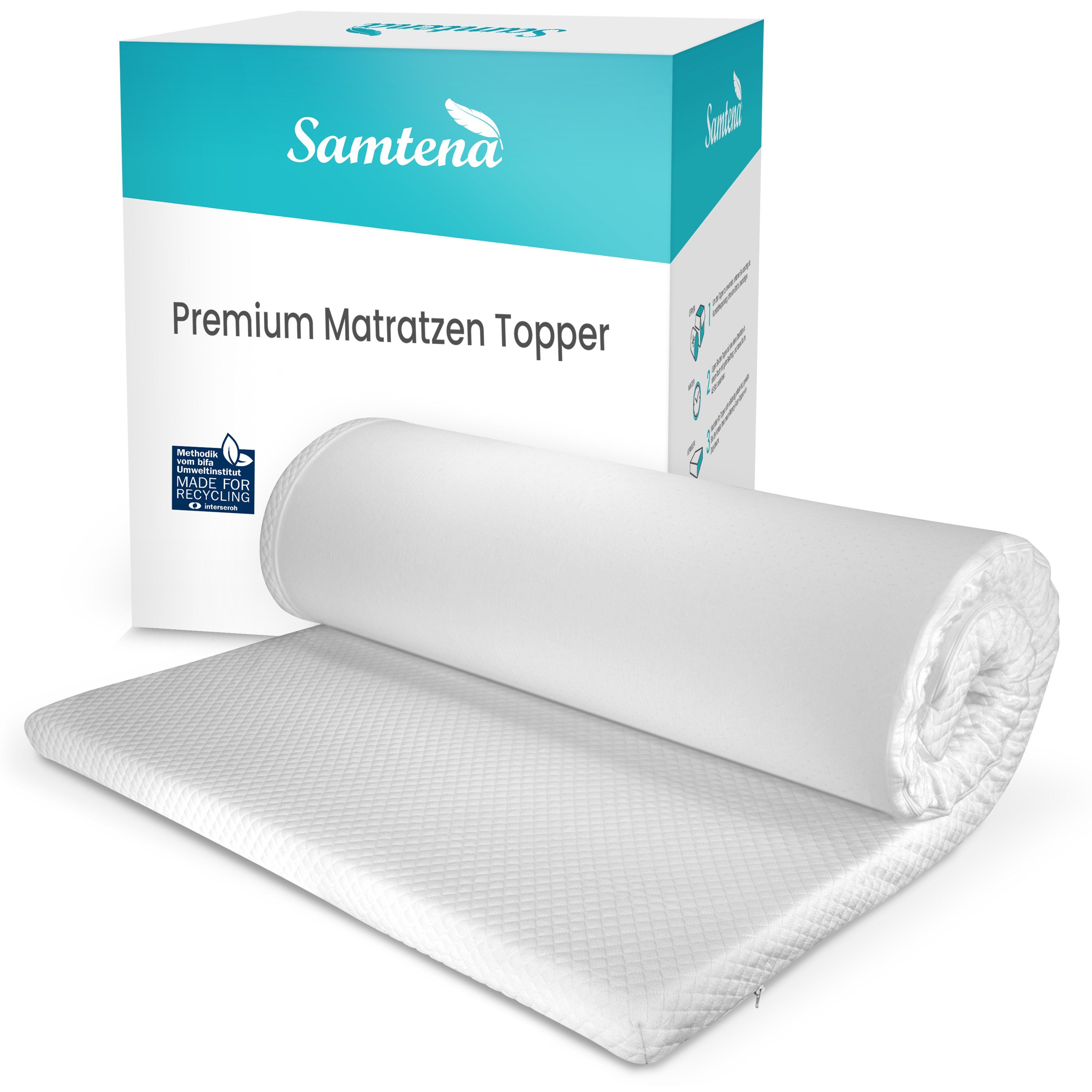 Matratzenauflage Viscoelastischer Matratzentopper Premium mit Memory Foam Effekt Samtena