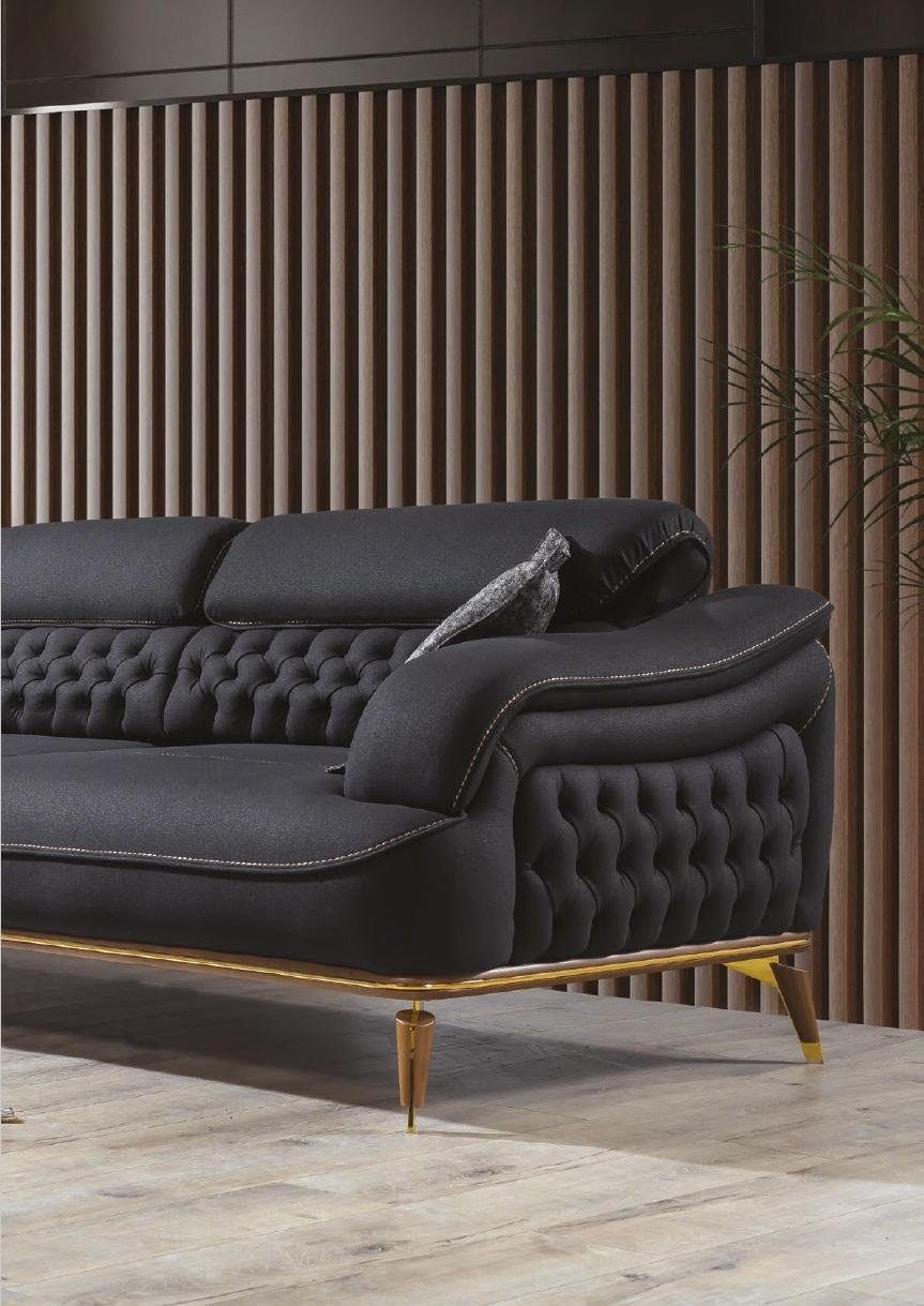 3 Sofa Schwarz Couchen, Couch Europa JVmoebel Dreisitzer in Sitz Möbel 1 Made Sofas Luxus Stoff Teile, Sofa