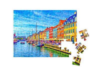 puzzleYOU Puzzle Gemälde von Nyhavn, Dänemark, 48 Puzzleteile, puzzleYOU-Kollektionen Kunst & Fantasy