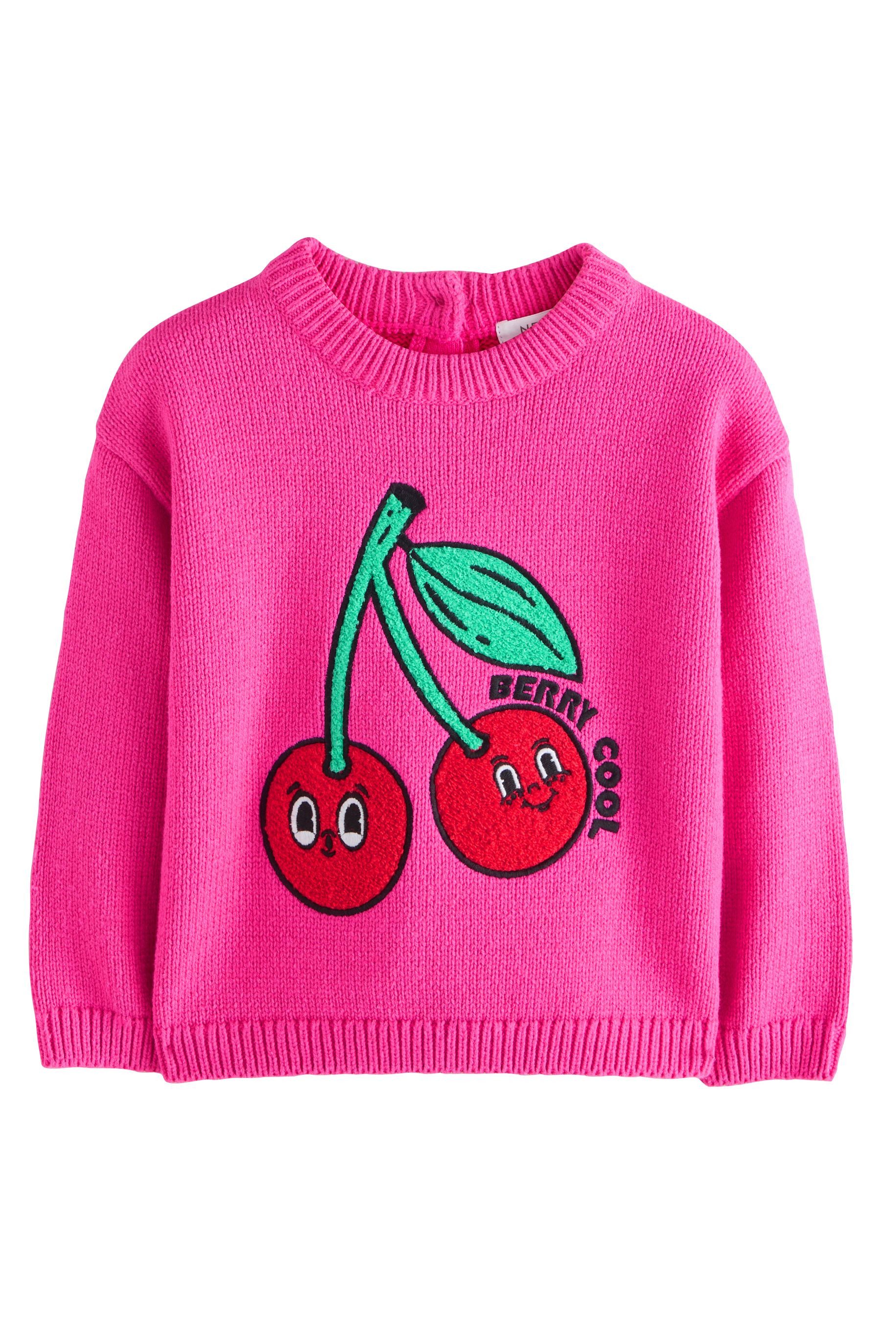 Next Strickpullover Strickpullover mit Kirschstickerei (1-tlg)