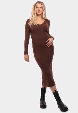 YC Fashion & Style Strickkleid Strickkleid mit V-Ausschnitt KNIT DRESS (Kein Set, 1 -tlg) Langarm, in Unifarbe, mit V-Ausschnitt