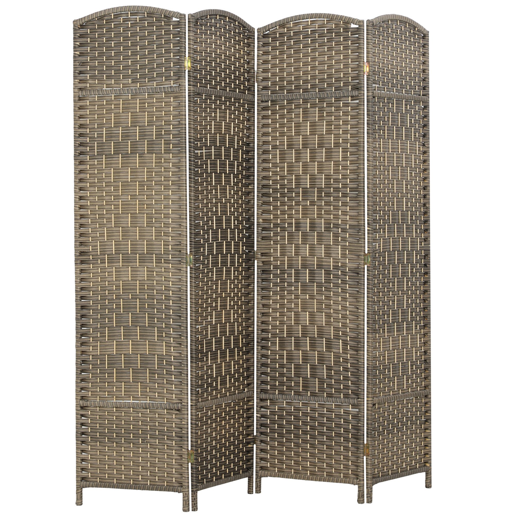 HOMCOM Paravent Faltbar Raumtrenner Stellwand Sichtschutz (Raumteiler, 4 St., Trennwand), für Wohnzimmer 180 x 180 cm Braun