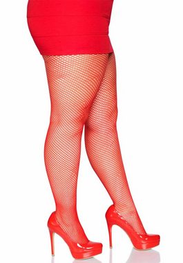 Leg Avenue Strumpfhose Netz-Strumpfhose Plus Size Übergröße - rot