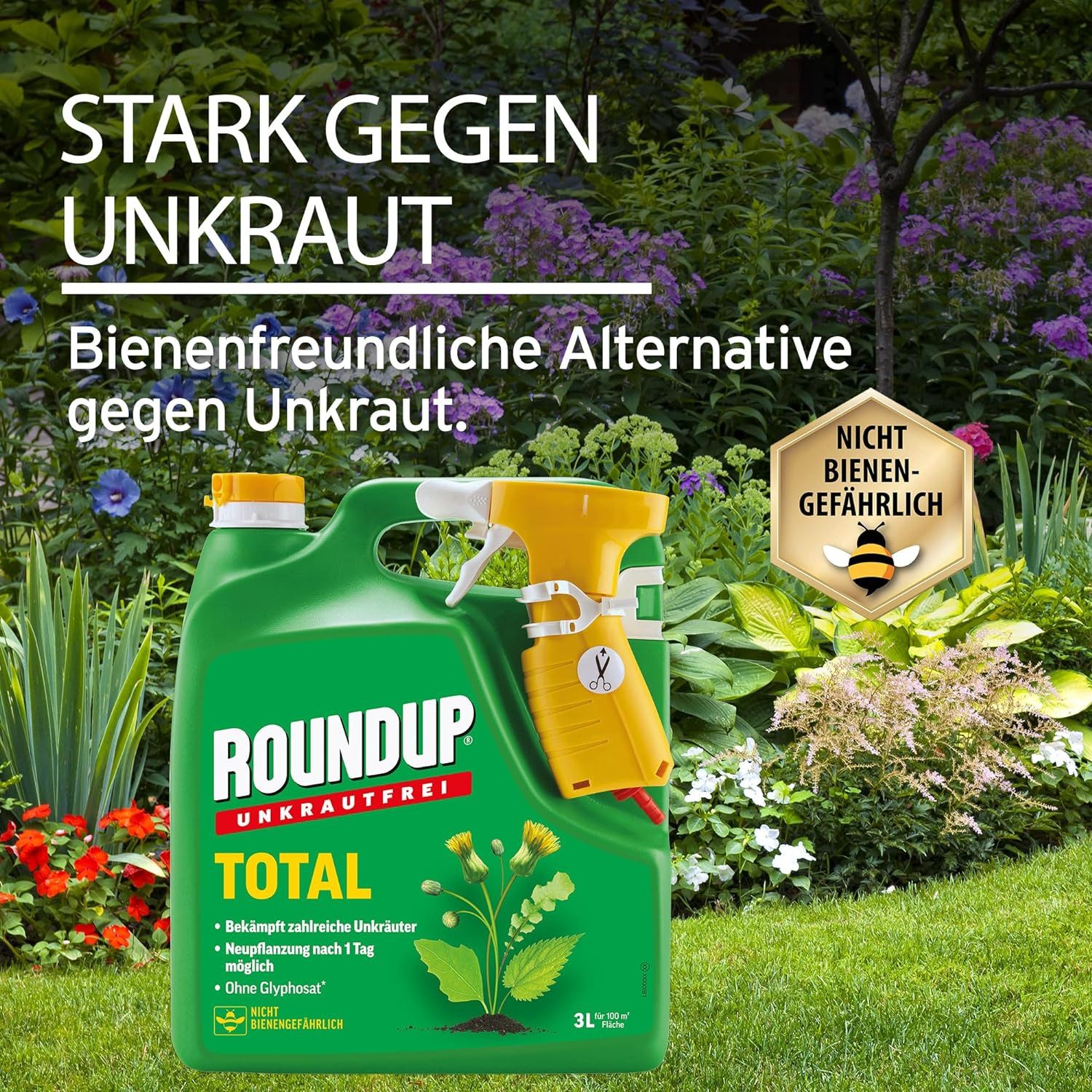ROUNDUP Unkrautbekämpfungsmittel Roundup Unkrautfrei TOTAL, 3 L Sprühflasche