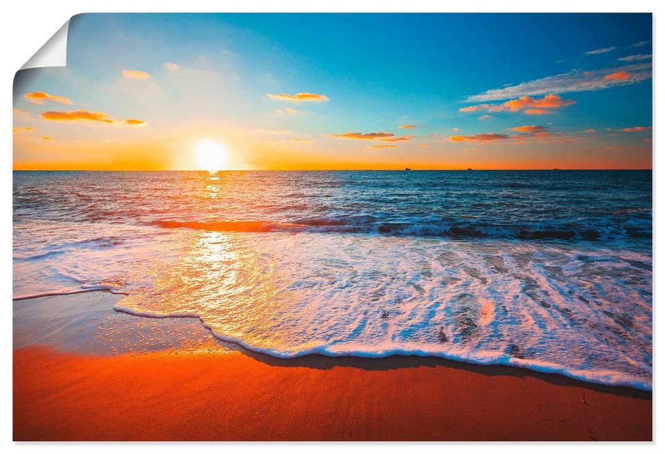 Artland Wandbild Sonnenuntergang und das Meer, Strand (1 St), als Alubild,  Leinwandbild, Wandaufkleber oder Poster in versch. Größen