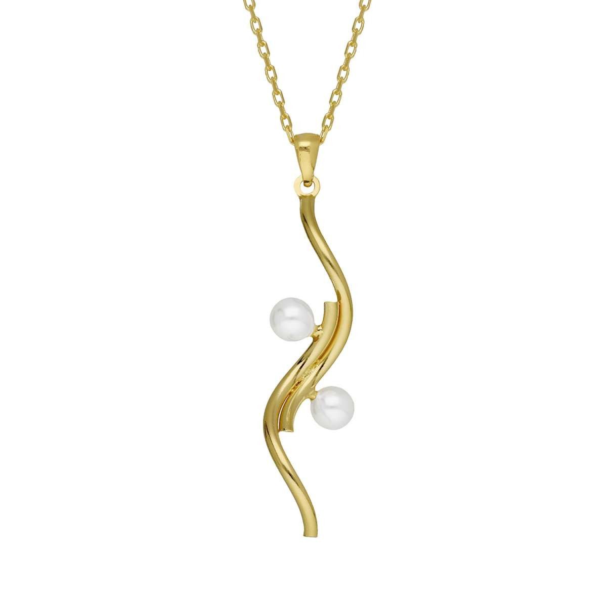 Victoria Cruz Kette mit Anhänger A4764-00DG, für Damen Milan Goldfarben mit Perlen