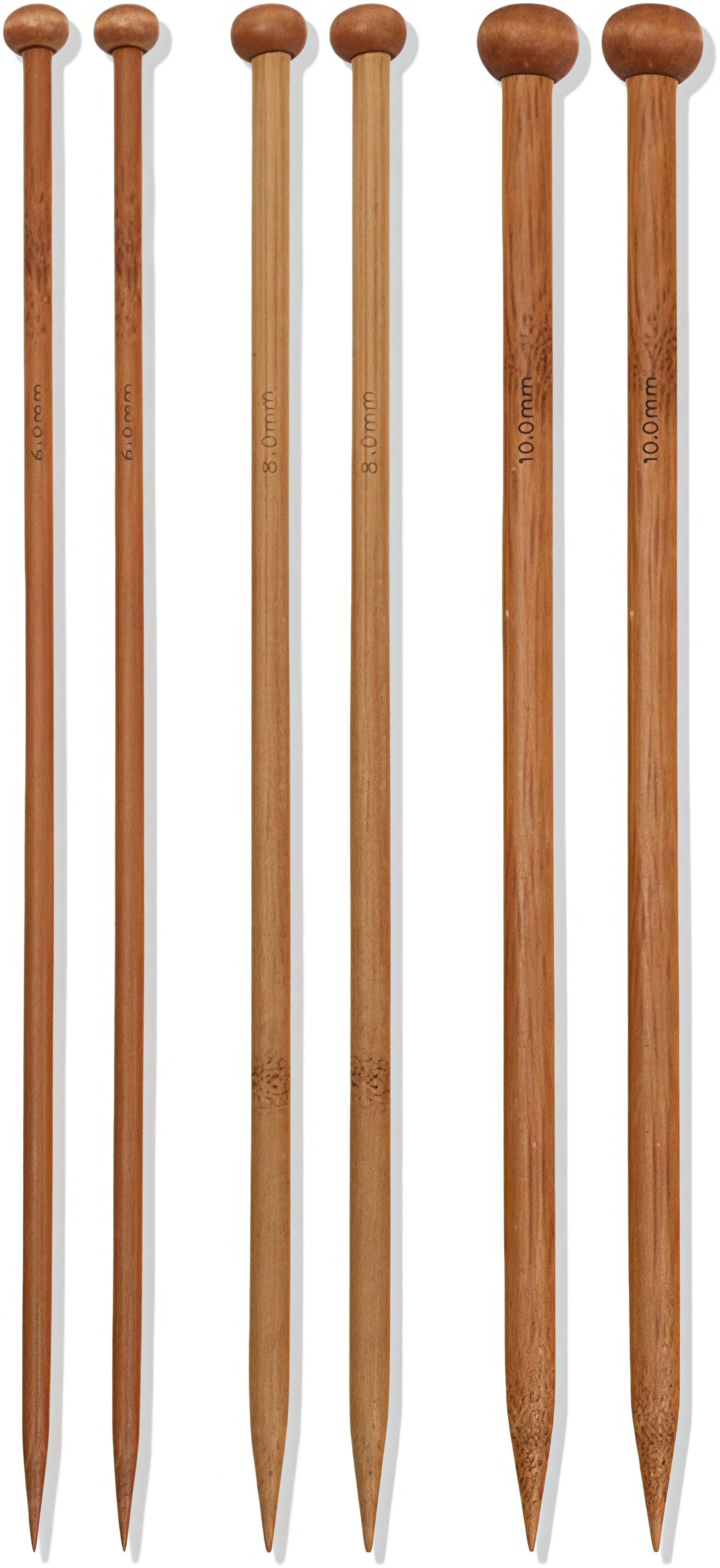 FOUORTUNATE-BEE Stricknadeln 25 cm Holzstricknadeln Set, verschiedene Größen für Schal & Mütze, 6 St., Holzstricknadeln 25 cm im Set für Anfänger und Profis