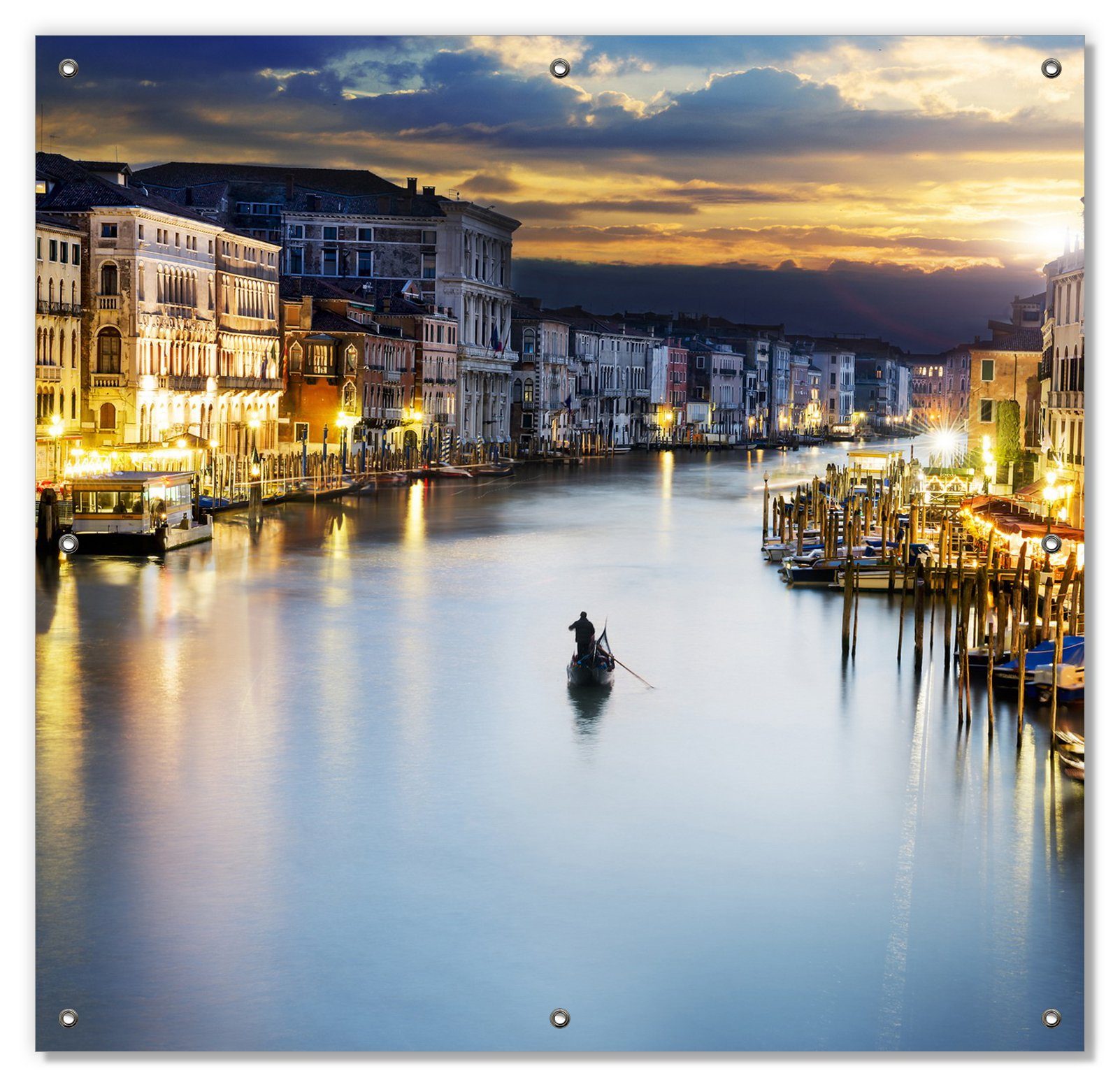 Sonnenschutz Canal Grande in Venedig am Abend mit untergehender Sonne, Wallario, blickdicht, mit Saugnäpfen, wiederablösbar und wiederverwendbar | Fensterfolien