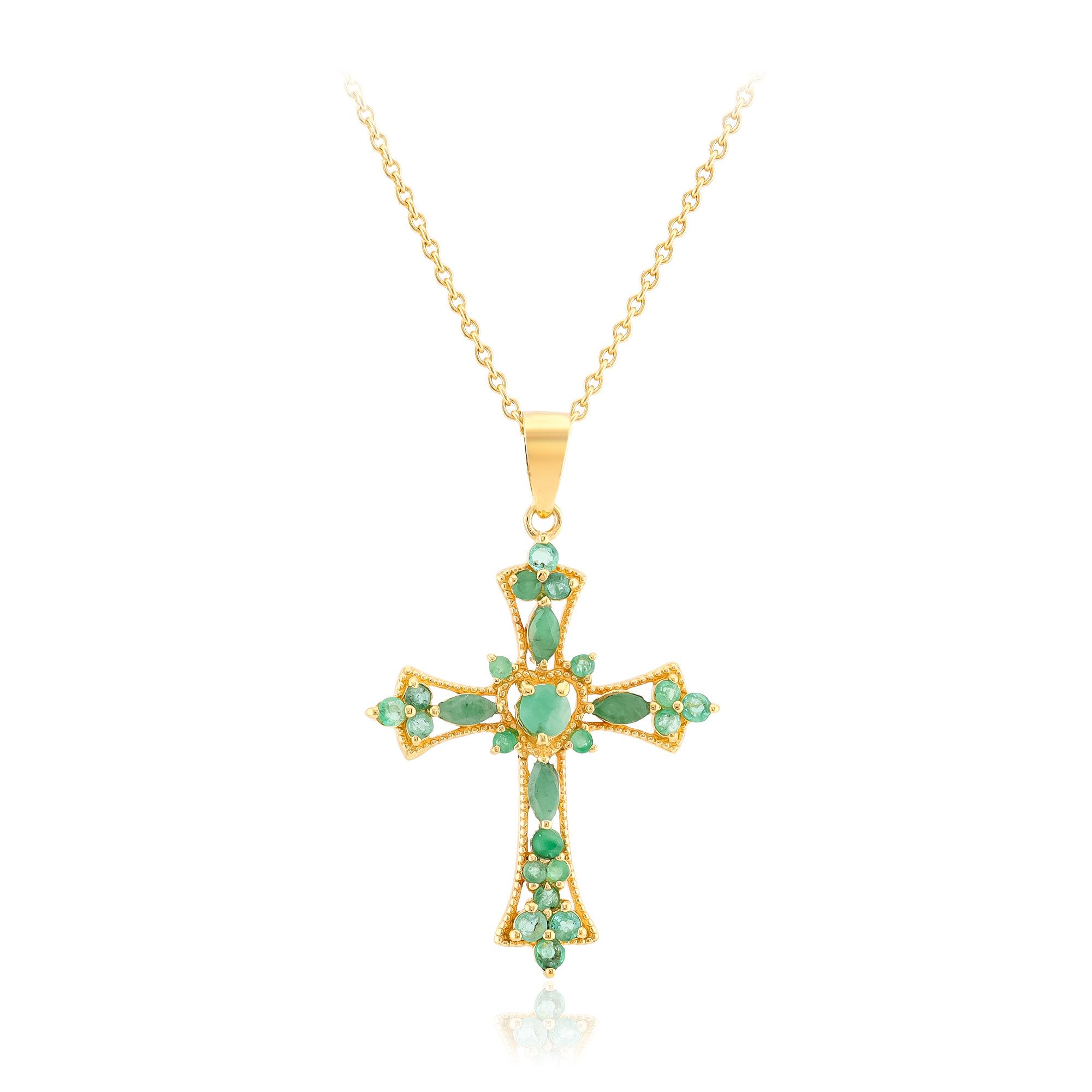 Cavill Silberkette Brasilianischer Smaragd Vergoldetes Silber Collier (1-tlg)