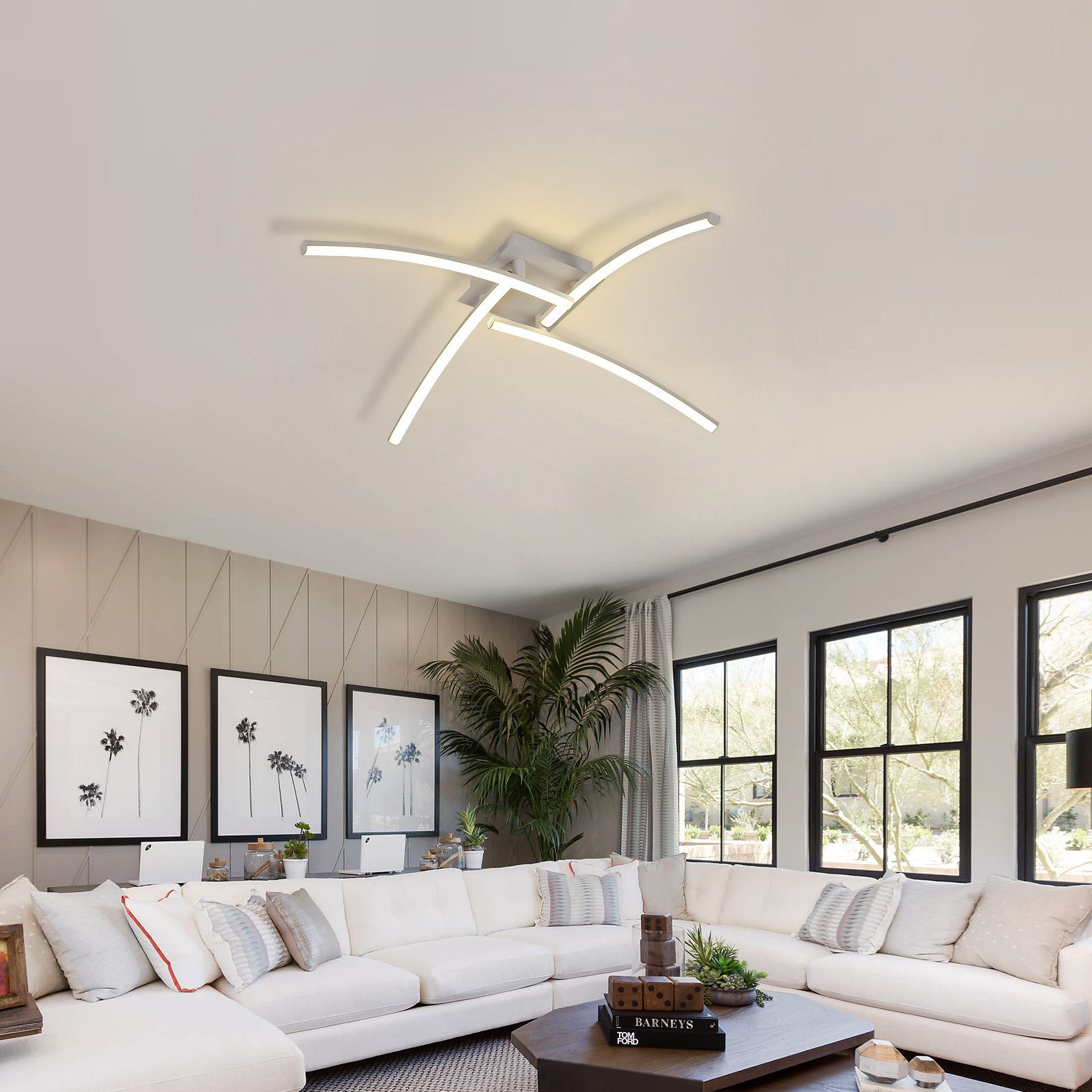 Riserva Deckenleuchten LED Deckenleuchte 24W 4000K Weiß modern 4-Balken 60x60 cm