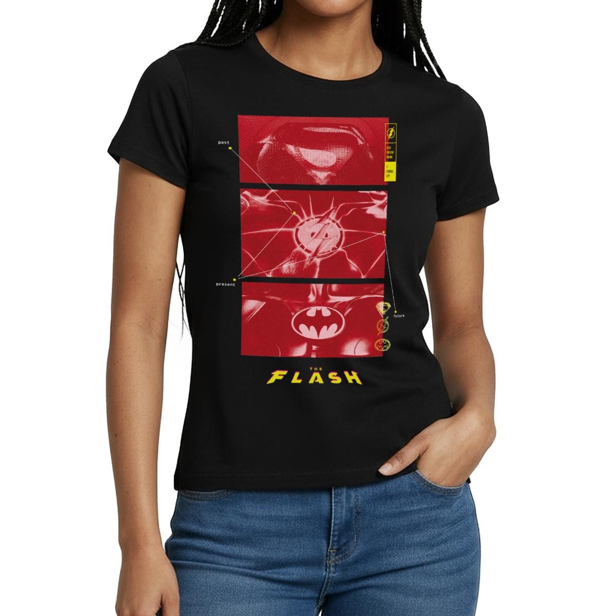 Spreadshirt T-Shirt The Flash Anzüge Supergirl Flash Batman Mit Logos Frauen T-Shirt (1-tlg)