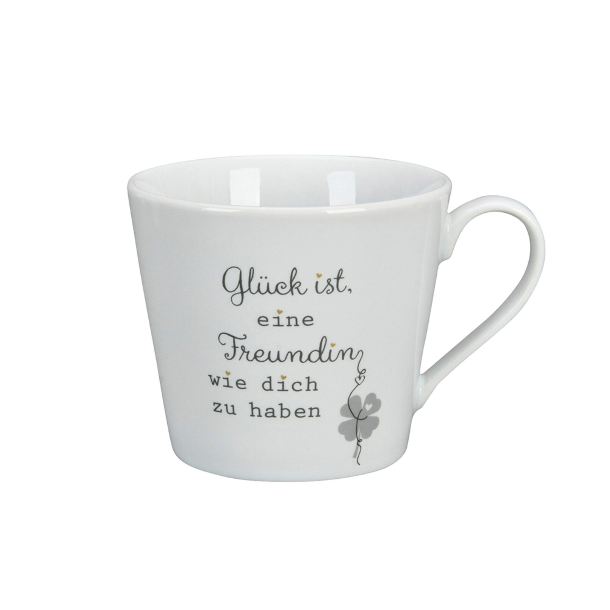 Krasilnikoff Tasse Happy Cup Glück ist eine Freundin wir dich zu haben, Porzellan
