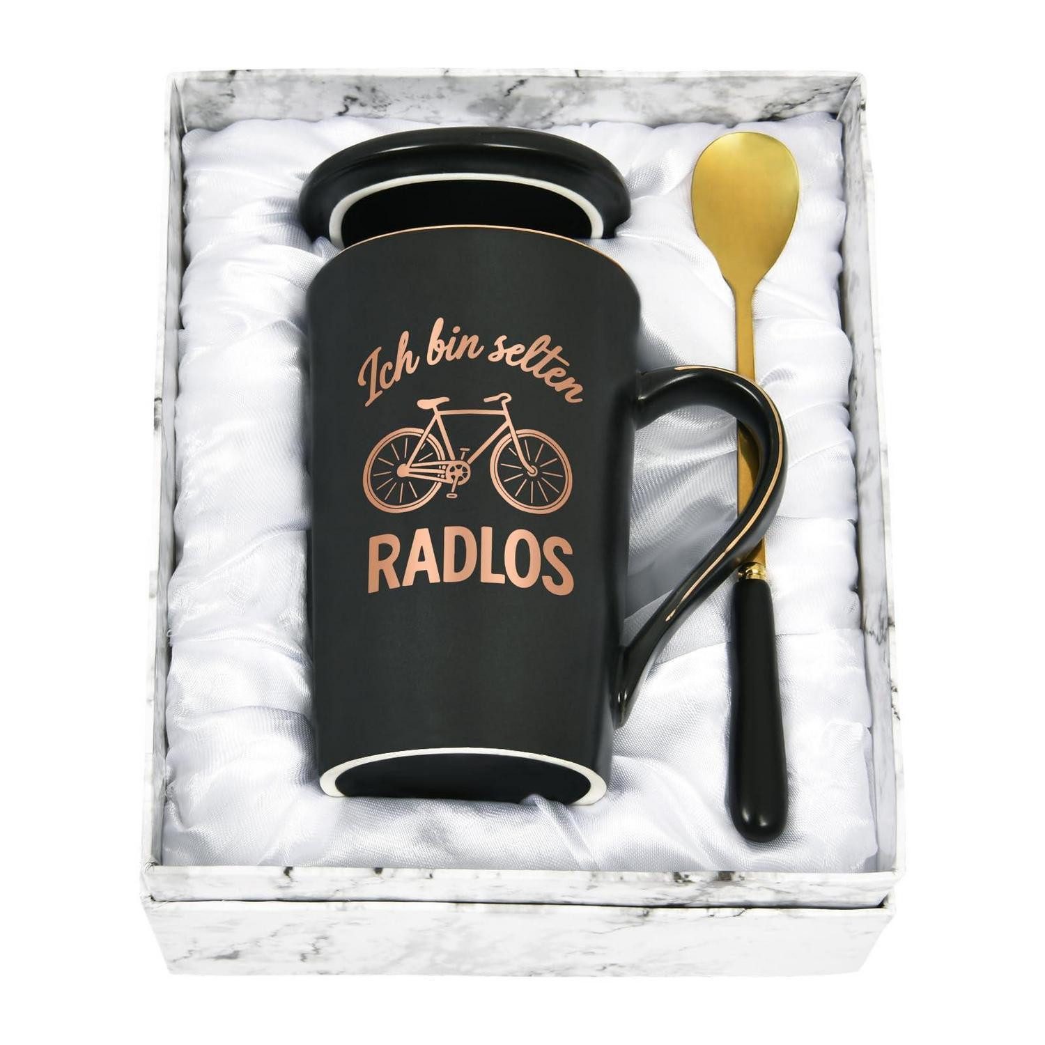 LuxusKollektion Tasse Tasse Fahrrad Geschenke für Radfahrer 400ml Schwarz, Keramik