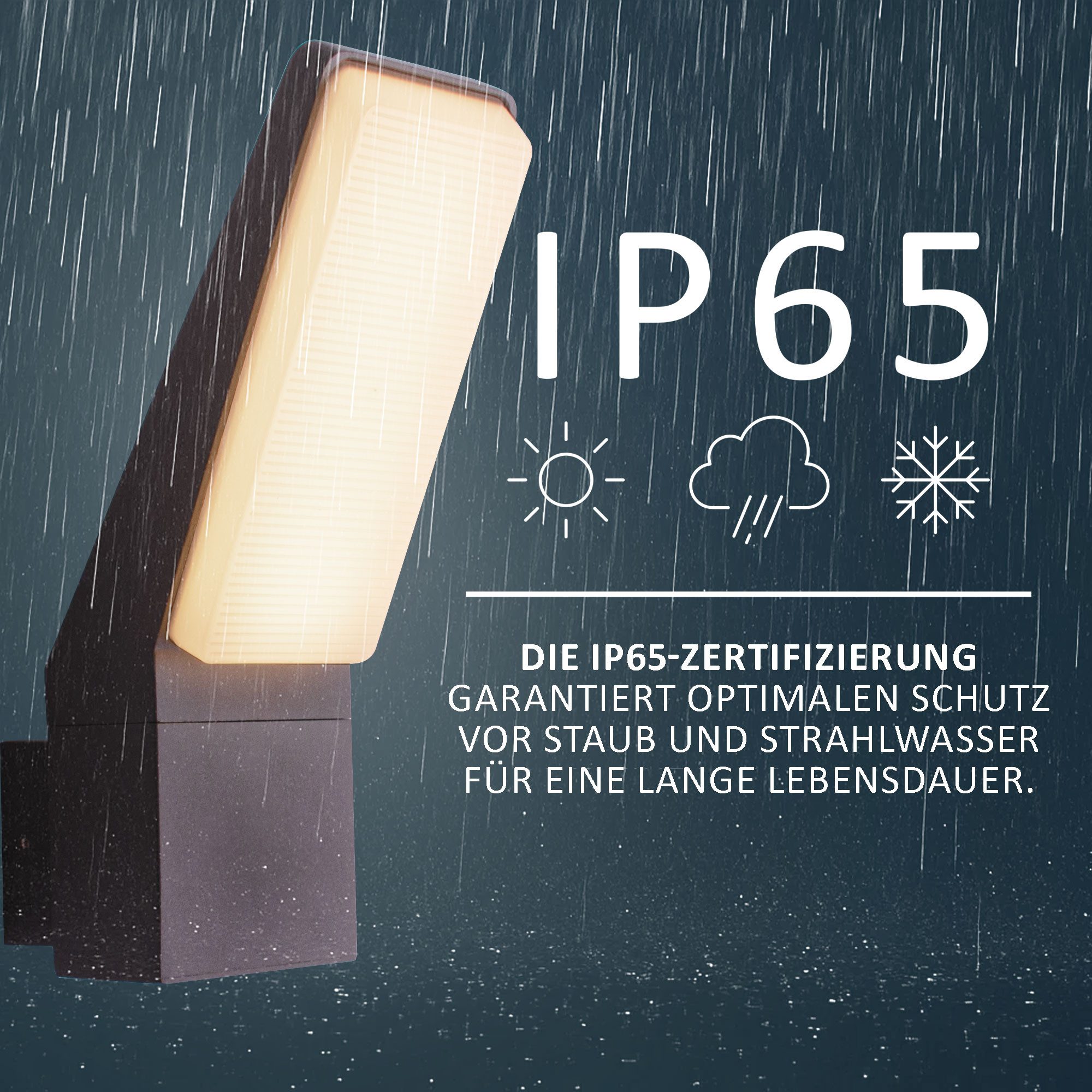 Maxkomfort LED Außen-Wandleuchte mit/ohne Bewegungsmelder - Wandleuchte Außen IP65 - 12W Warmweiß 3000K, Wandleuchte ohne Bewegungsmelder, LED fest integriert, Warmweiß, Premium Wandlampe für Außen: Haus, Terrasse, Eingang, Garten & Balkon