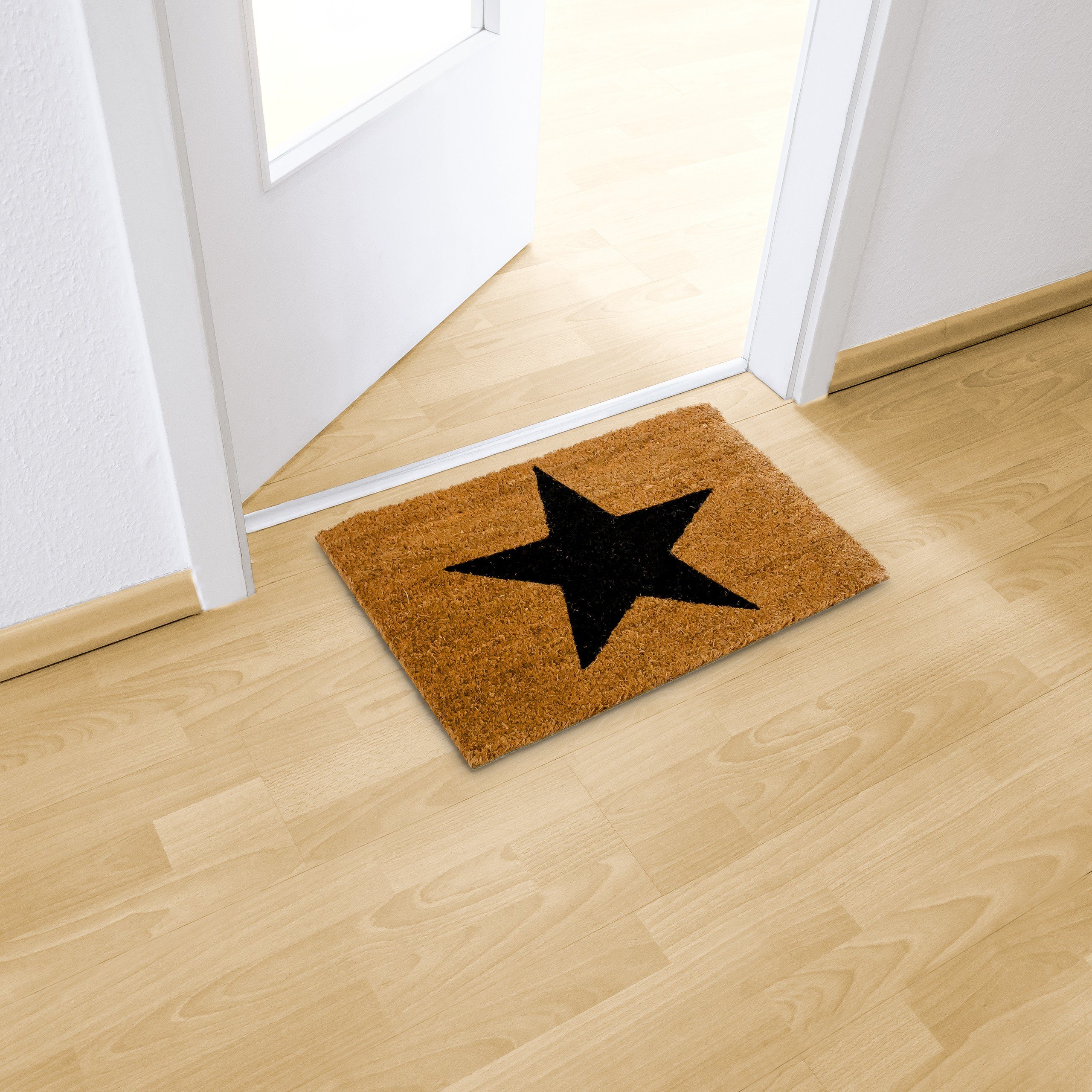 relaxdays Fußmatte Kokos STERN NATUR, Höhe: günstig online kaufen