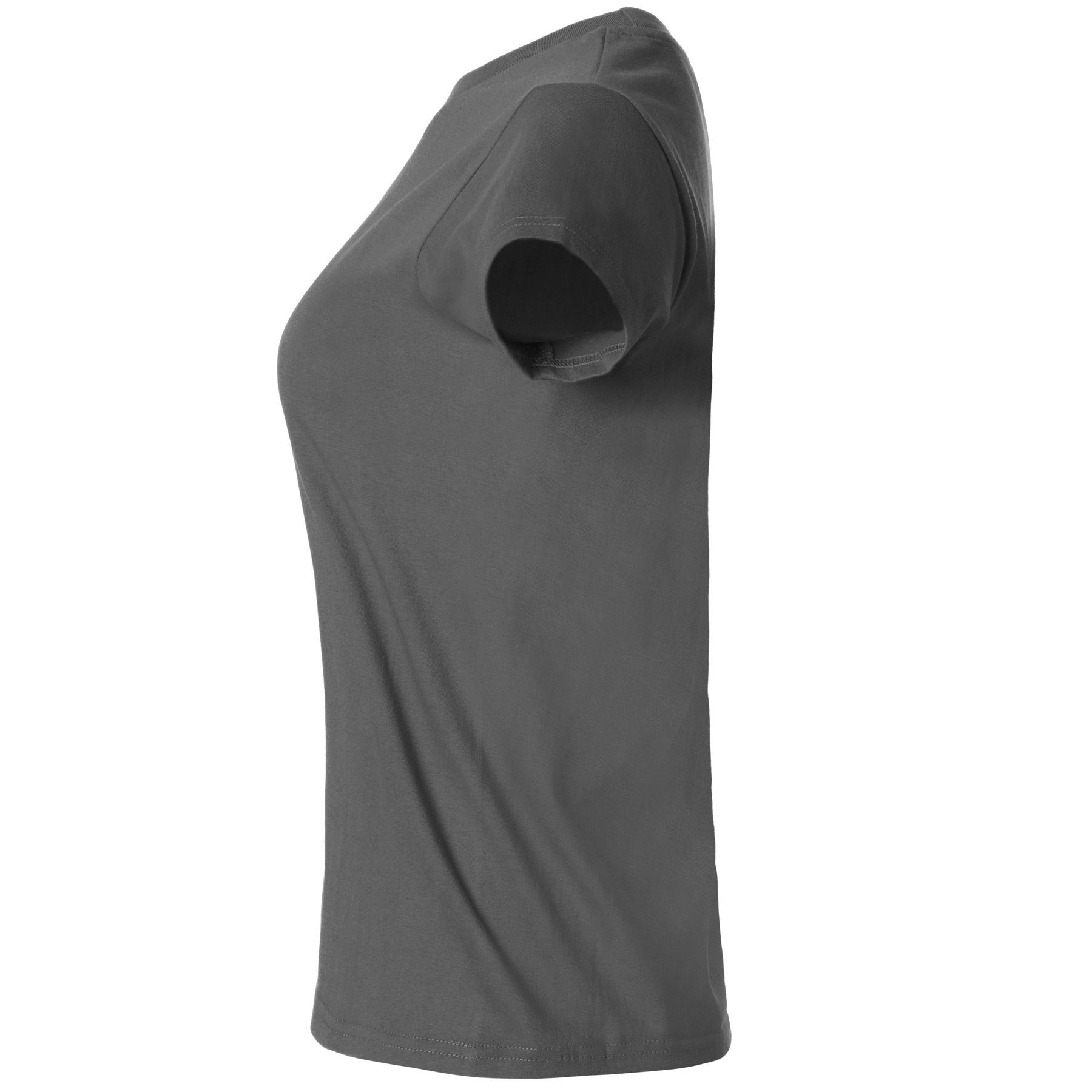 dressforfun T-Shirt Kurzarmtop, Für viele Outfits & Auftritte, Rundhals mit (Freizeitoberteil, Konfektionsgröße XXL in grau) Einfarbiges T-Shirt für Frauen, Fes – Bild 5 von 5
