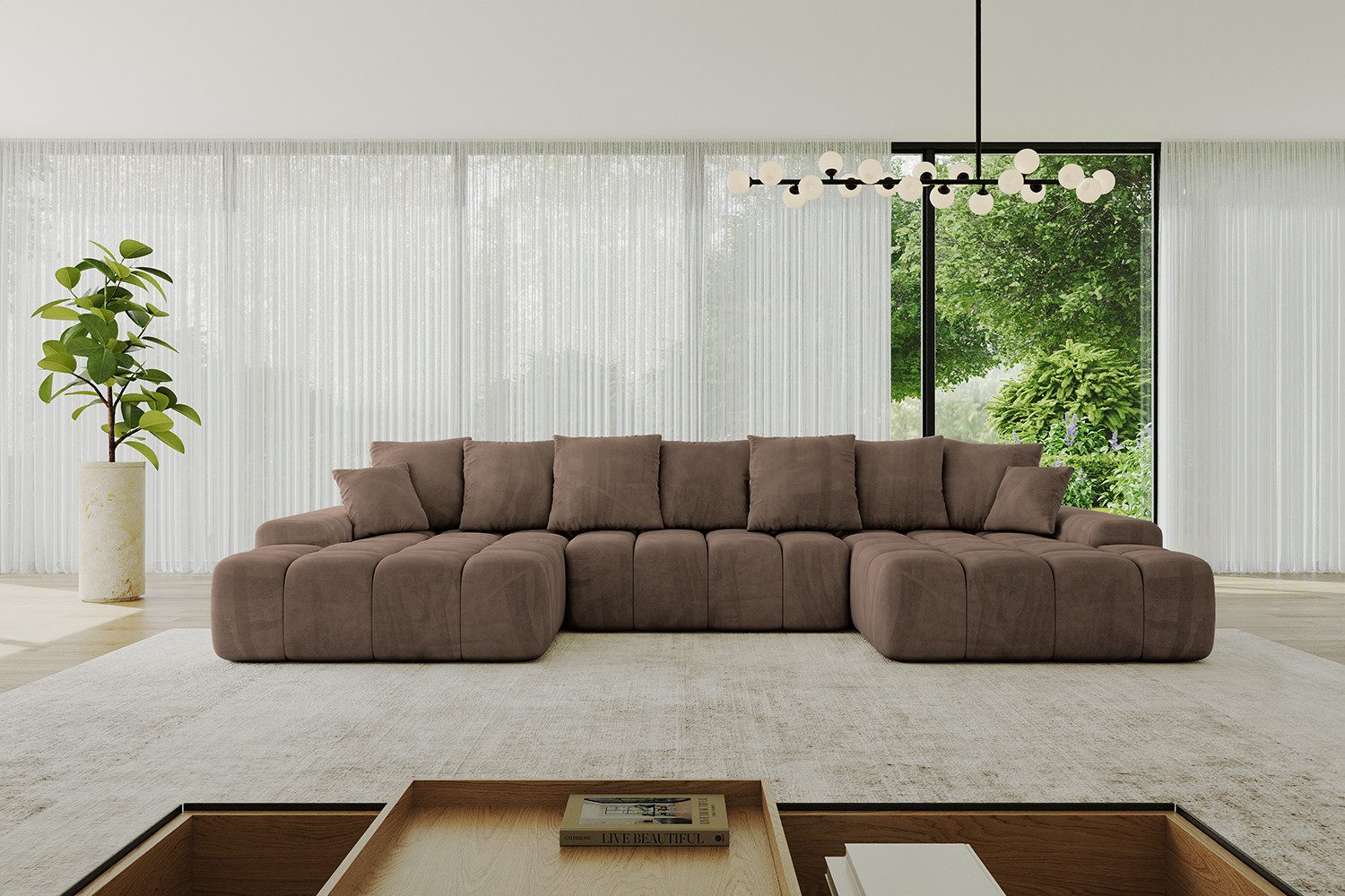 ALTDECOR Wohnlandschaft ENSI-U, Sofa Praktische Bequeme Funktionsecke Couch L-Form Eckcouch, Corner Sofa L-Form Vielseitige Sofa Wohnlandschaft Wohnzimmer