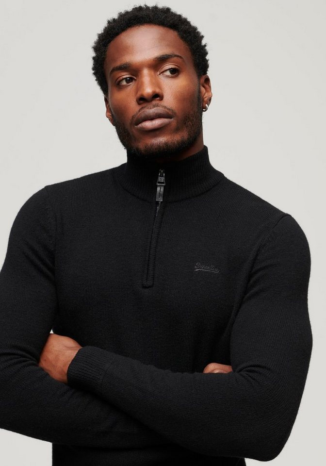 Superdry Stehkragenpullover ESSENTIAL EMB KNIT HENLEY, Die klassische  Superdry Passform