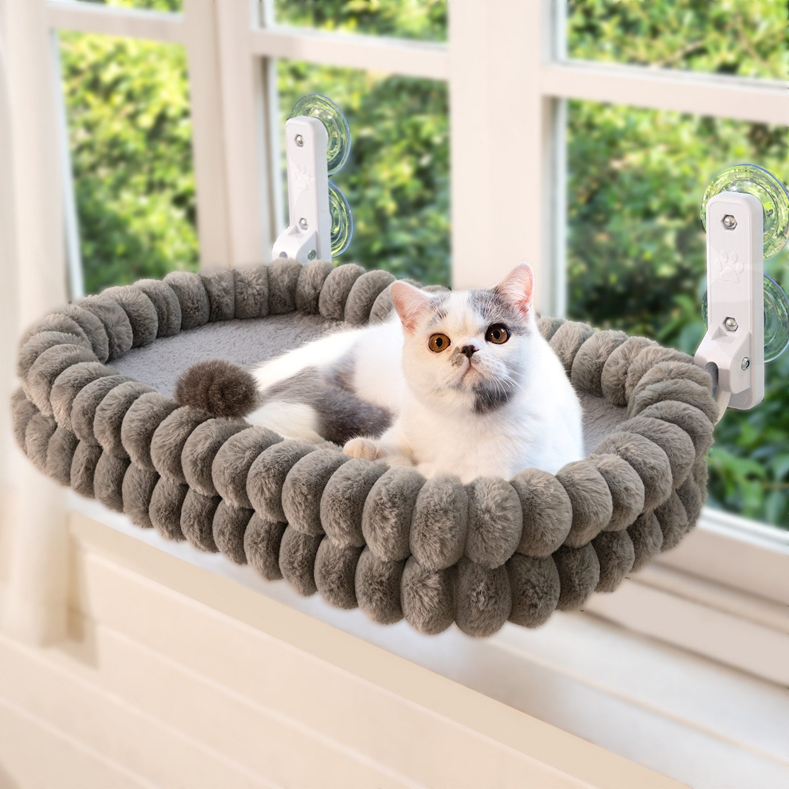 CheerPals Tierbett Fensterliege bis 18kg, faltbare Hängematte, Wendebezug, Polyesterfaser