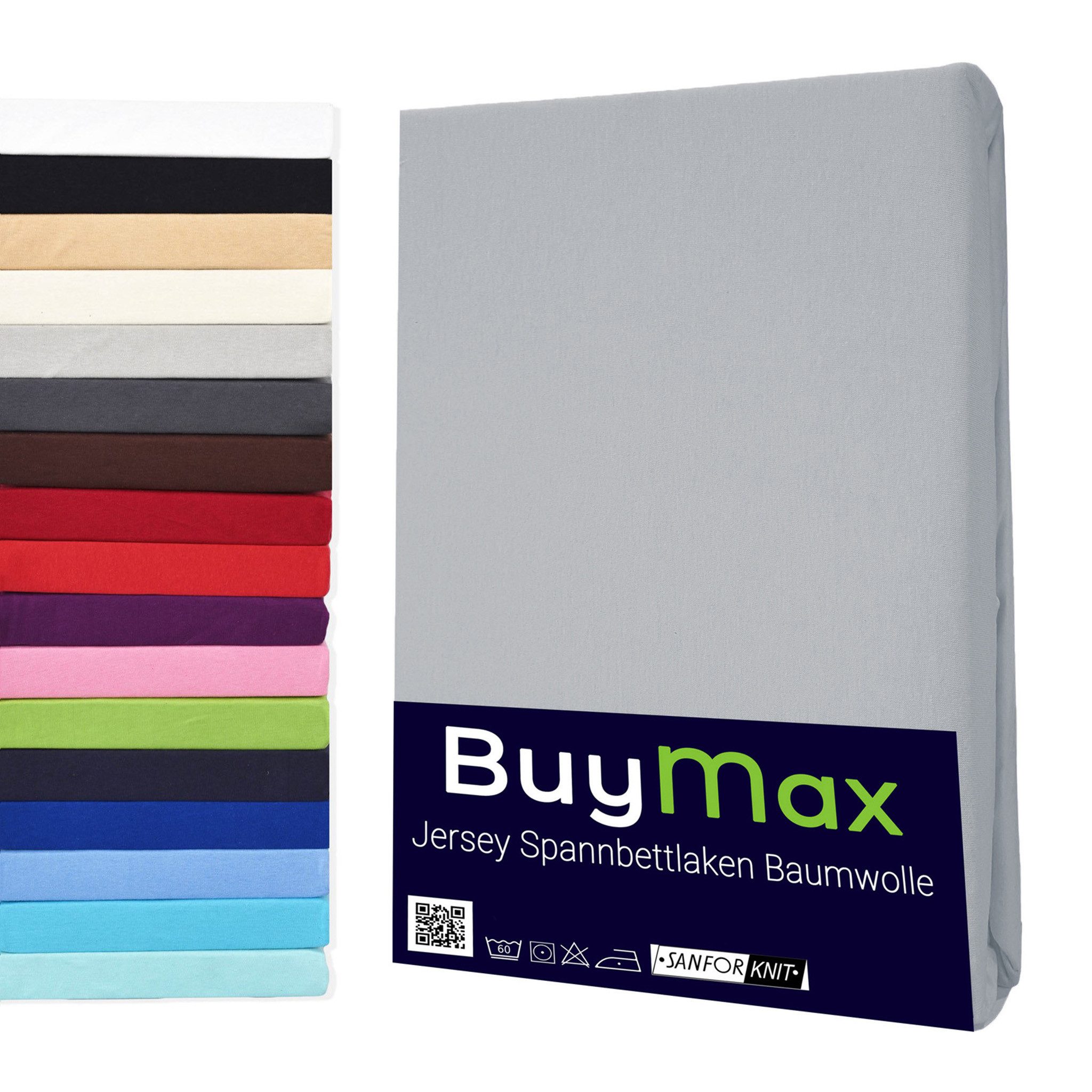 Buymax Spannbettlaken Topper, Spannbetttuch für Topper bis 12 cm Höhe, 100% Baumwolle Jersey, Jersey, Gummizug: Rundumgummi, (1 Stück), Pflegeleicht und Atmungsaktiv, in Verschiedenen Farben und Größen