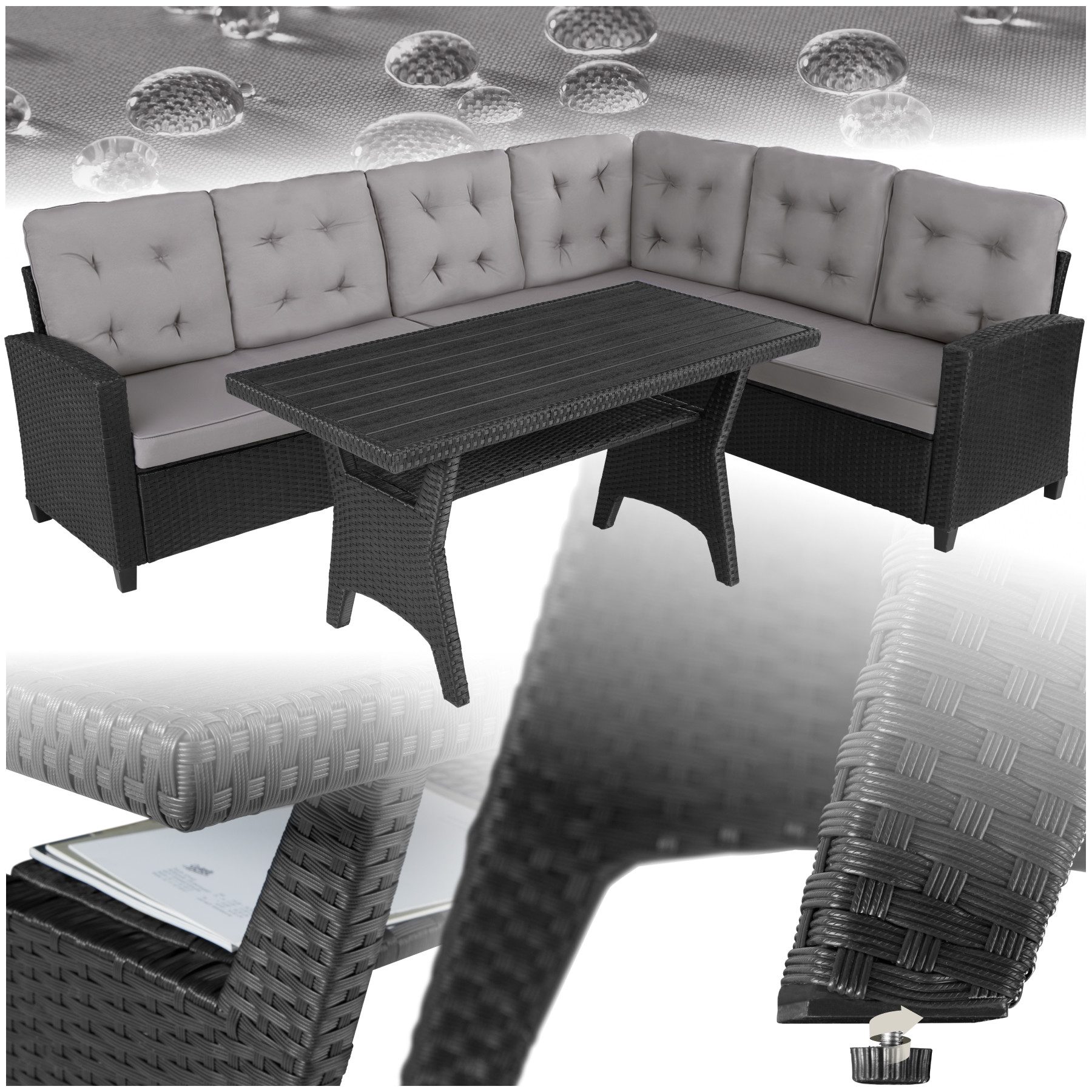 tectake Loungeset Rattan Lounge, (Set., 3-tlg), Stabiles Gestell aus robust günstig online kaufen