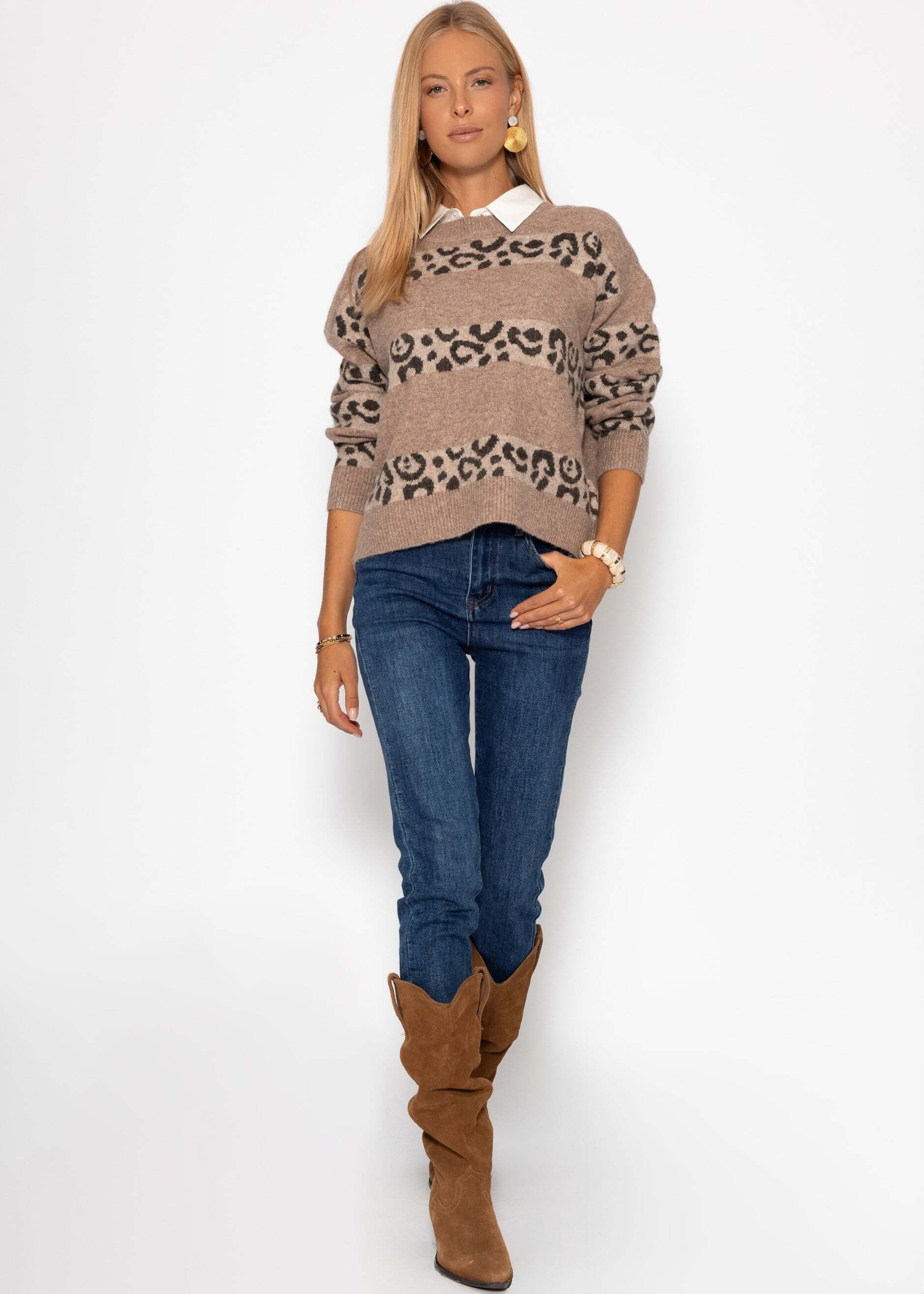 SASSYCLASSY Strickpullover Pullover mit Leo-Streifen für günstig online kaufen