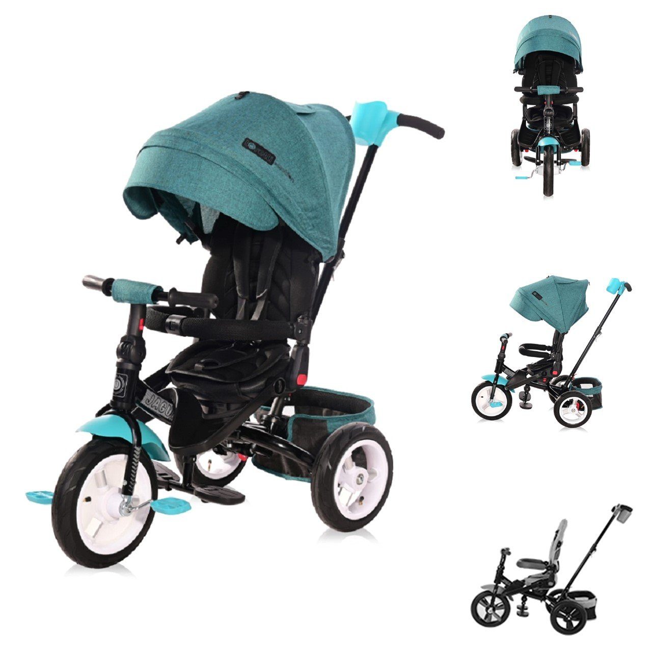 Lorelli Dreirad Tricycle Jaguar 4 in 1 drehbar, Gummireifen, Sitz drehbar, Stange, verstellbar