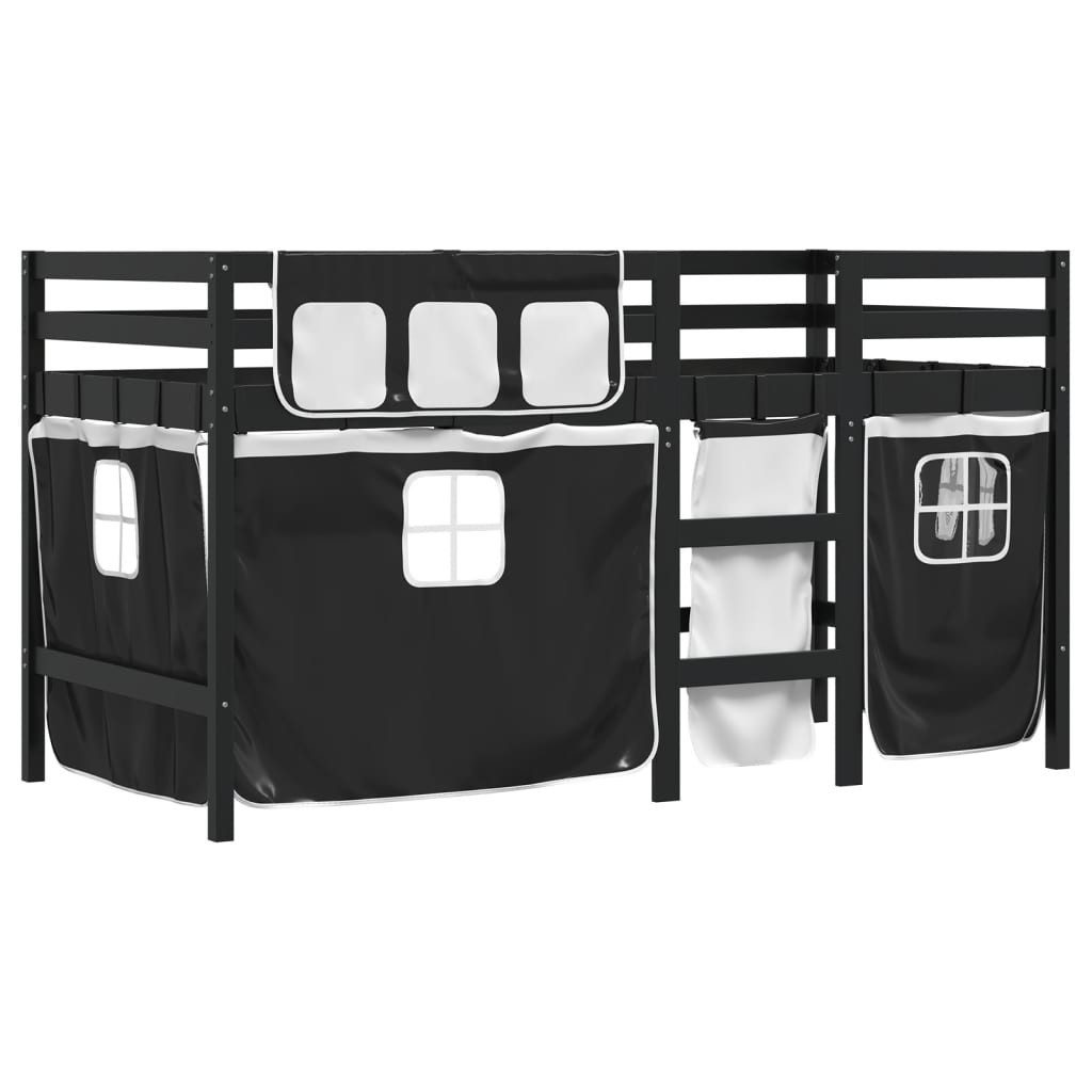 vidaXL Bett Kinderhochbett mit Vorhängen Weiß günstig online kaufen