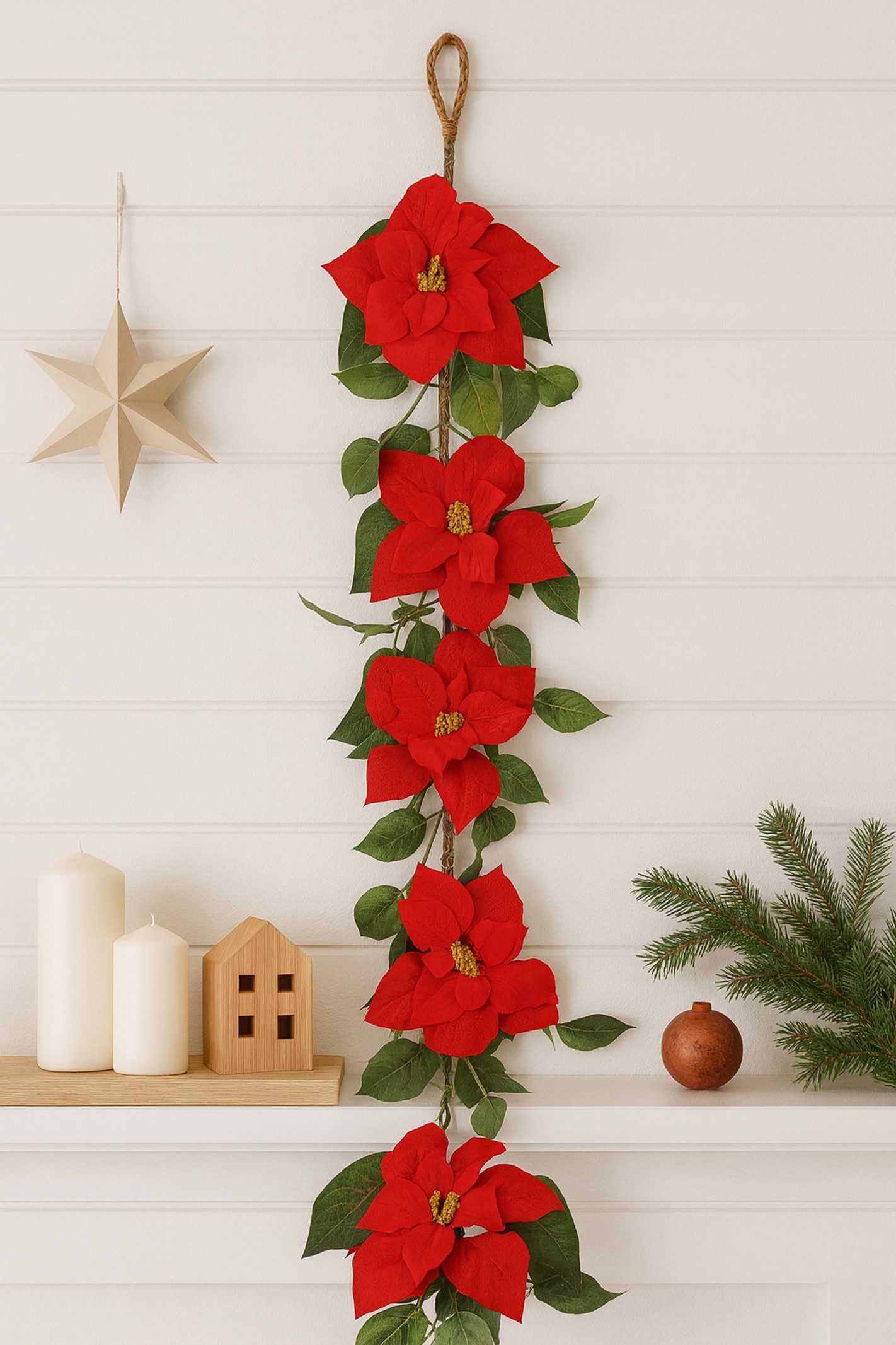 Kunstgirlande Poinsettiaranke, I.GE.A., Höhe 115 cm, Weihnachtsgirlande Girlande Christstern Weihnachtsdeko Weihnachtsstern – Bild 2 von 2
