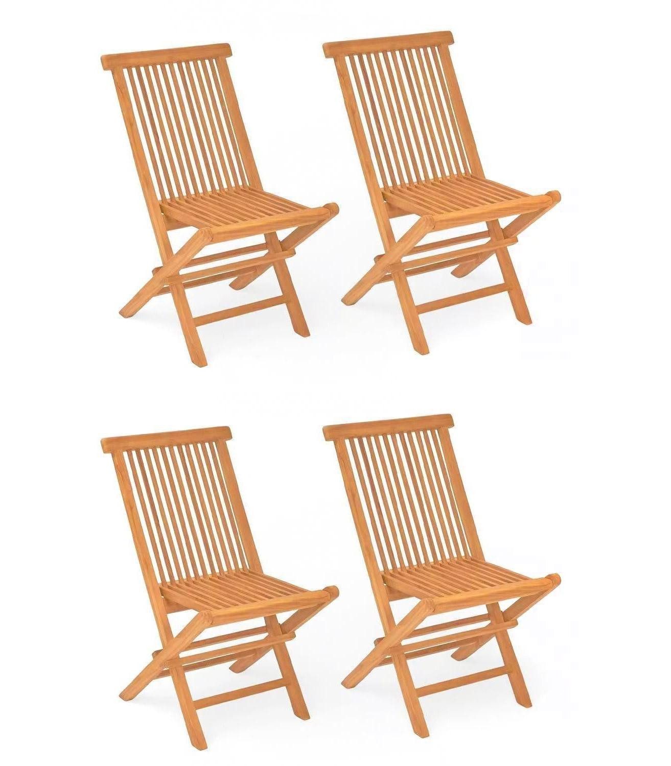 Outdoor Klappstuhl RIVA, Braun, Teakholz massiv, Klappbar, (4 St), B 43 x H 89 x T 47 cm