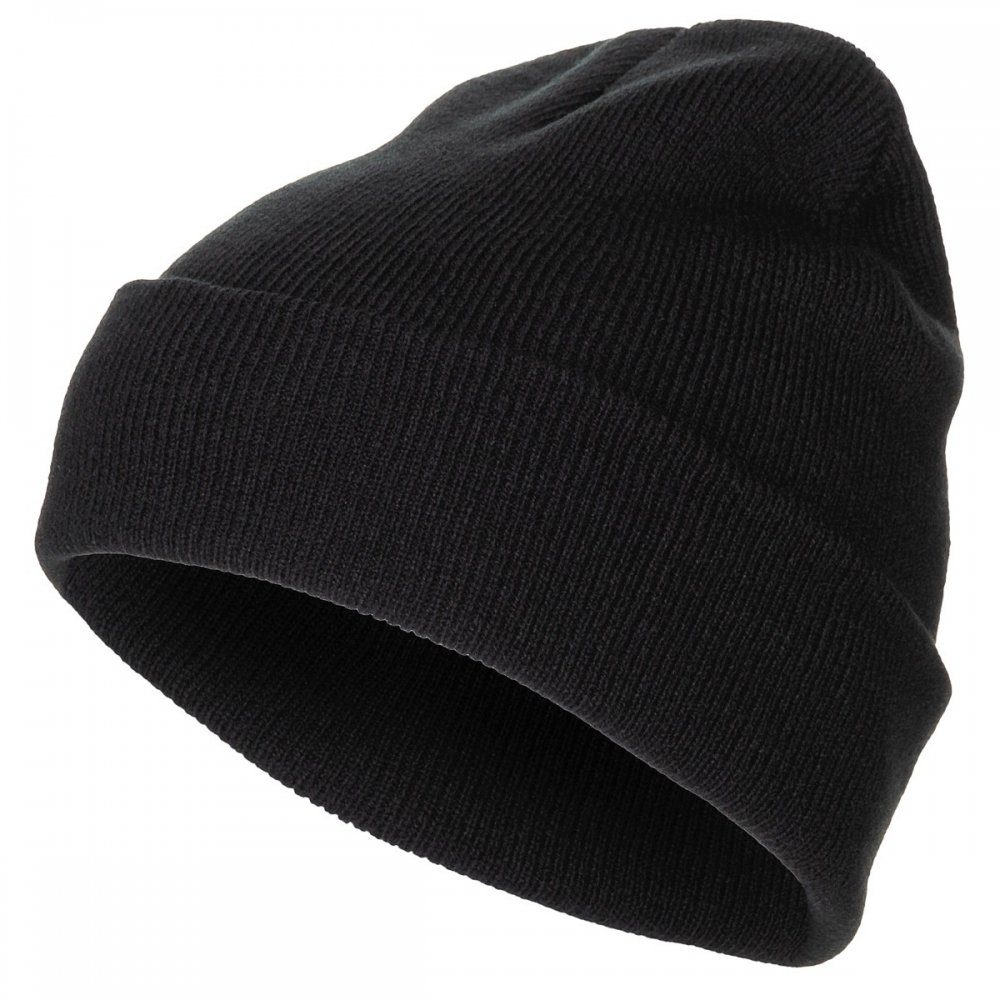 MFH Beanie Rollmütze, Polyacryl, fein gestrickt - schwarz (Packung) doppelt gelegt