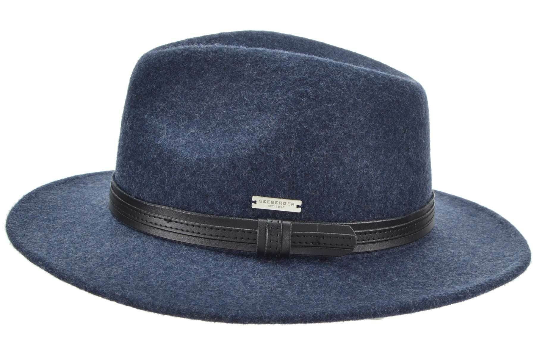 Seeberger Fedora Wollfilzfedora mit schwarzer Kunstlederumlage 70425-1