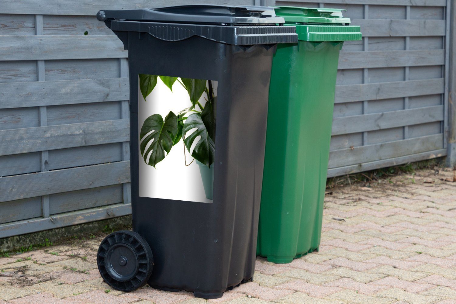 St), (1 Abfalbehälter Topf Mülltonne, Container, MuchoWow im Sticker, Wandsticker Mülleimer-aufkleber, Monsterpflanze