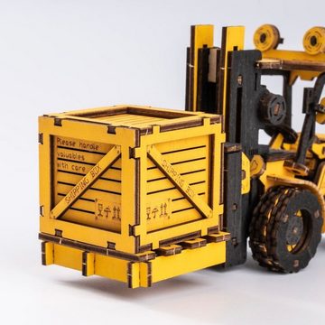Robotime Modellbausatz ROKR Gabelstapler 3D-Holzpuzzle 139 Teile